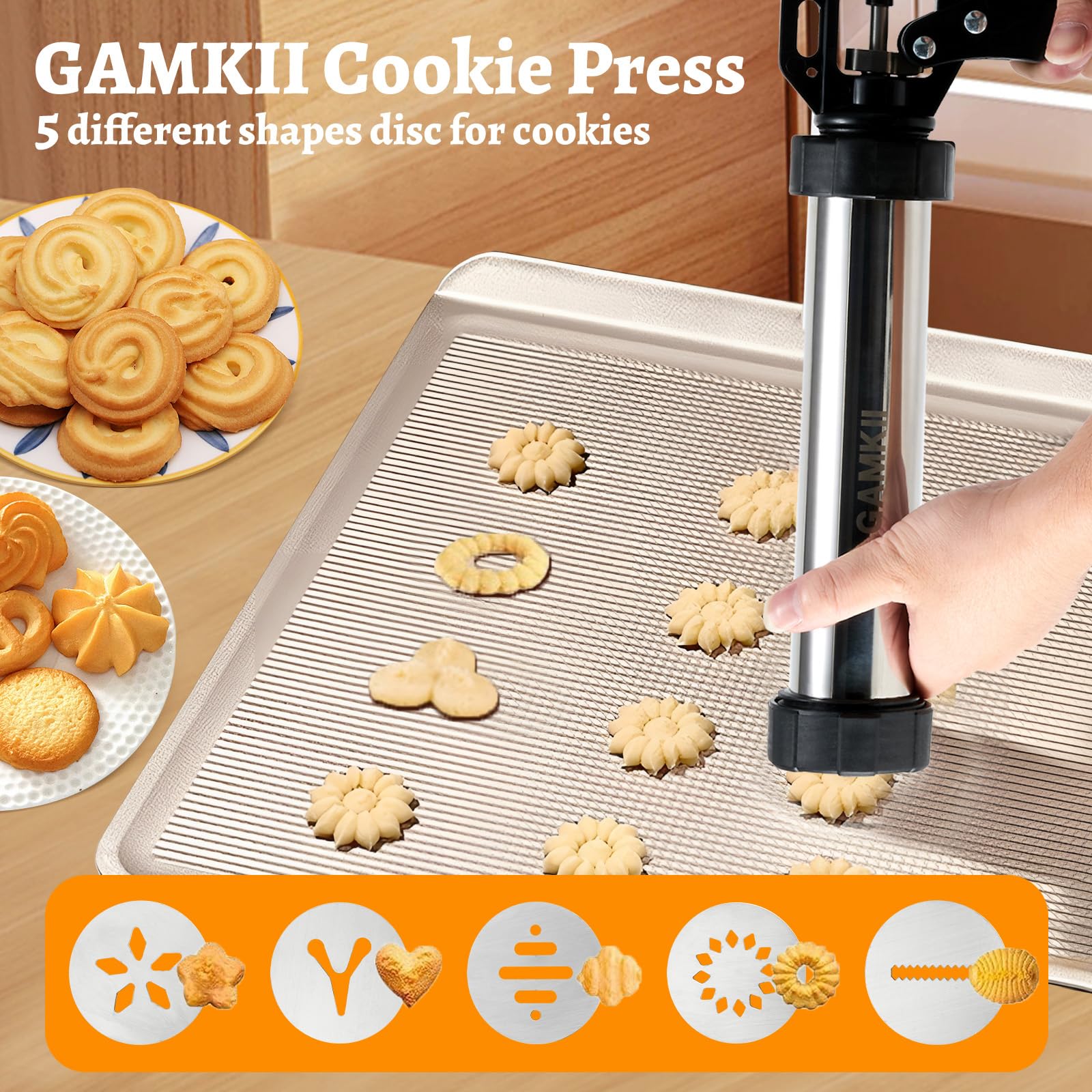 Stainless Steel Churro Maker Kit with 4 Hollow Churro Discs, 5 Cookie Discs & 6 Icing Nozzles - Includes Piping Bags, 2 Cleaning Brushes & Cookie Press for Donuts - Perfect for Home Baking, Parties & Dessert Making