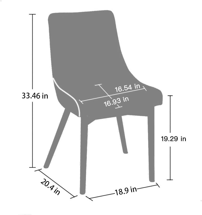 Premium Fabric Upholstered Dining Chairs with Solid Wood Legs - Set of 2, Grey - Perfect for Kitchen, Dining Room, Bedroom & Living Room - Comfortable Seating for Family Meals & Home Decor