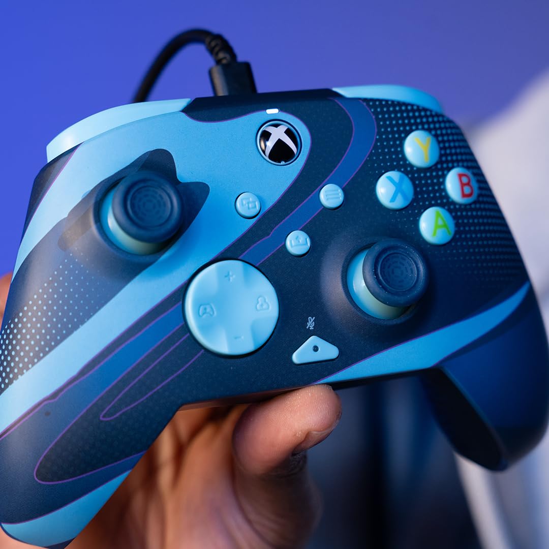PDP Xbox REMATCH GLOW Wired Controller - Blue Tide | Officially Licensed for Xbox Series X|S & Xbox One | Perfect for Gaming, Streaming & Competitive Play