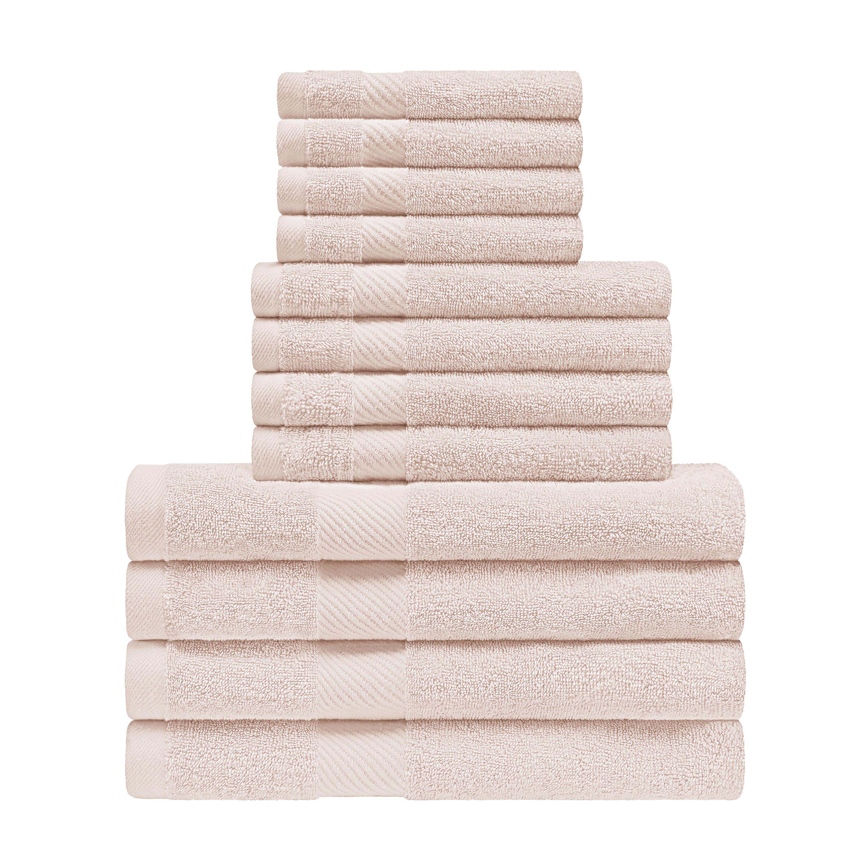 Premium 12-Piece Egyptian Cotton Towel Set - Ultra Soft & Absorbent Bath Towels, Hand Towels & Washcloths - Luxury Spa & Bathroom Essentials for Home & Hotel Use