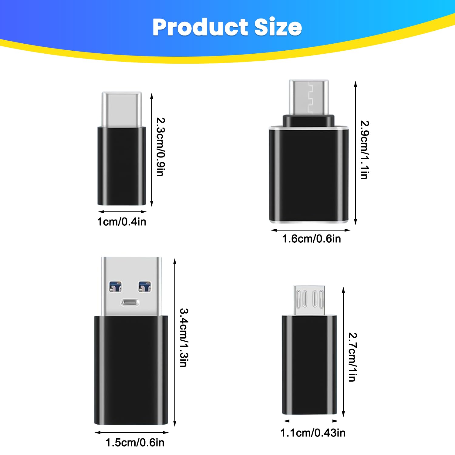 4-Pack USB C to USB Adapter, USB Type C to USB Converter for MacBook Pro, Samsung Galaxy, Smartphones, Laptops, PC - Perfect for Home, Office & Car Charging