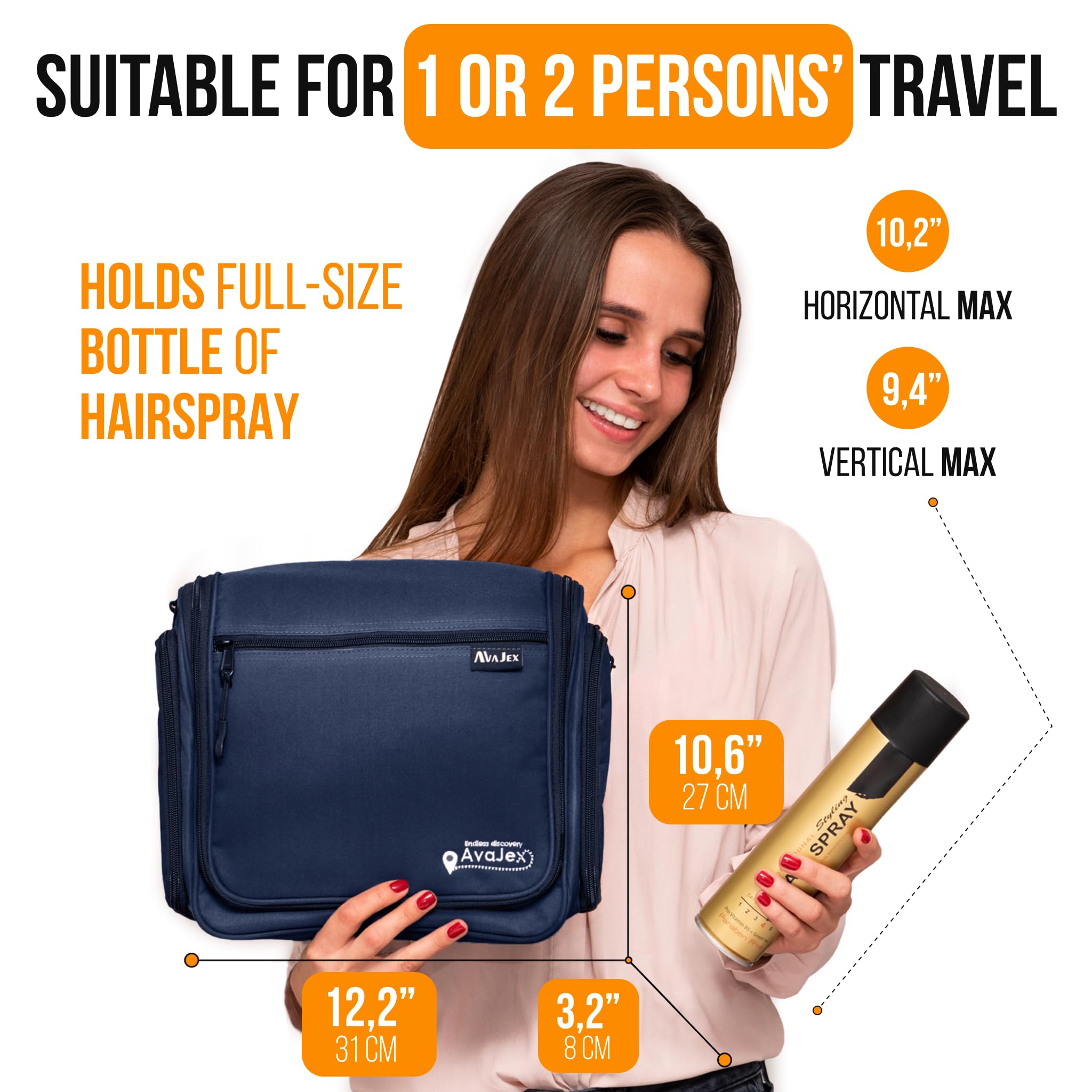Premium Travel Toiletry Bag for Men & Women - Large Waterproof Hanging Organizer with 19 Compartments, YKK Zippers & Metal Swivel Hook - Ideal for Toiletries, Makeup, Cosmetics - Perfect for Air Travel, Camping & Gym Use