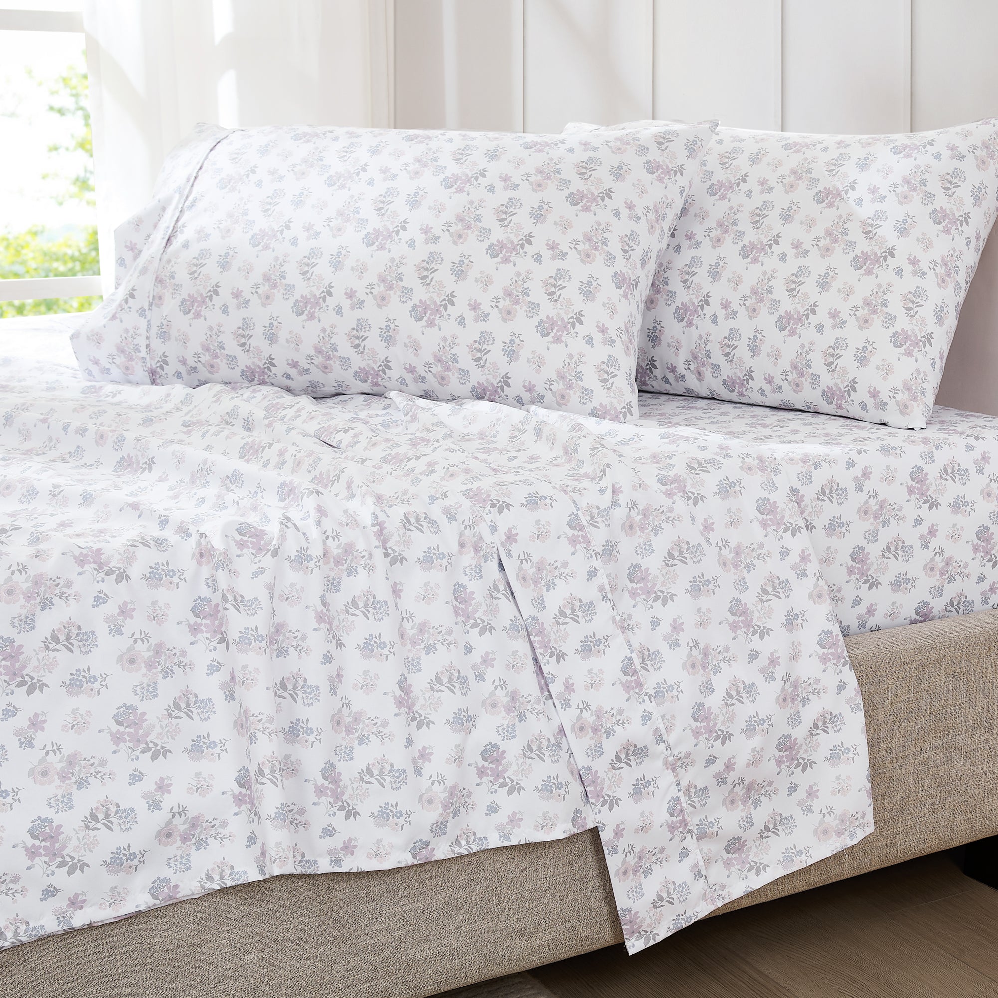 Premium Suzette Sheet Set - Soft & Breathable 100% Cotton Bed Sheets - Queen Size, 4-Piece Set - Perfect for Home, Hotel, and Airbnb Use