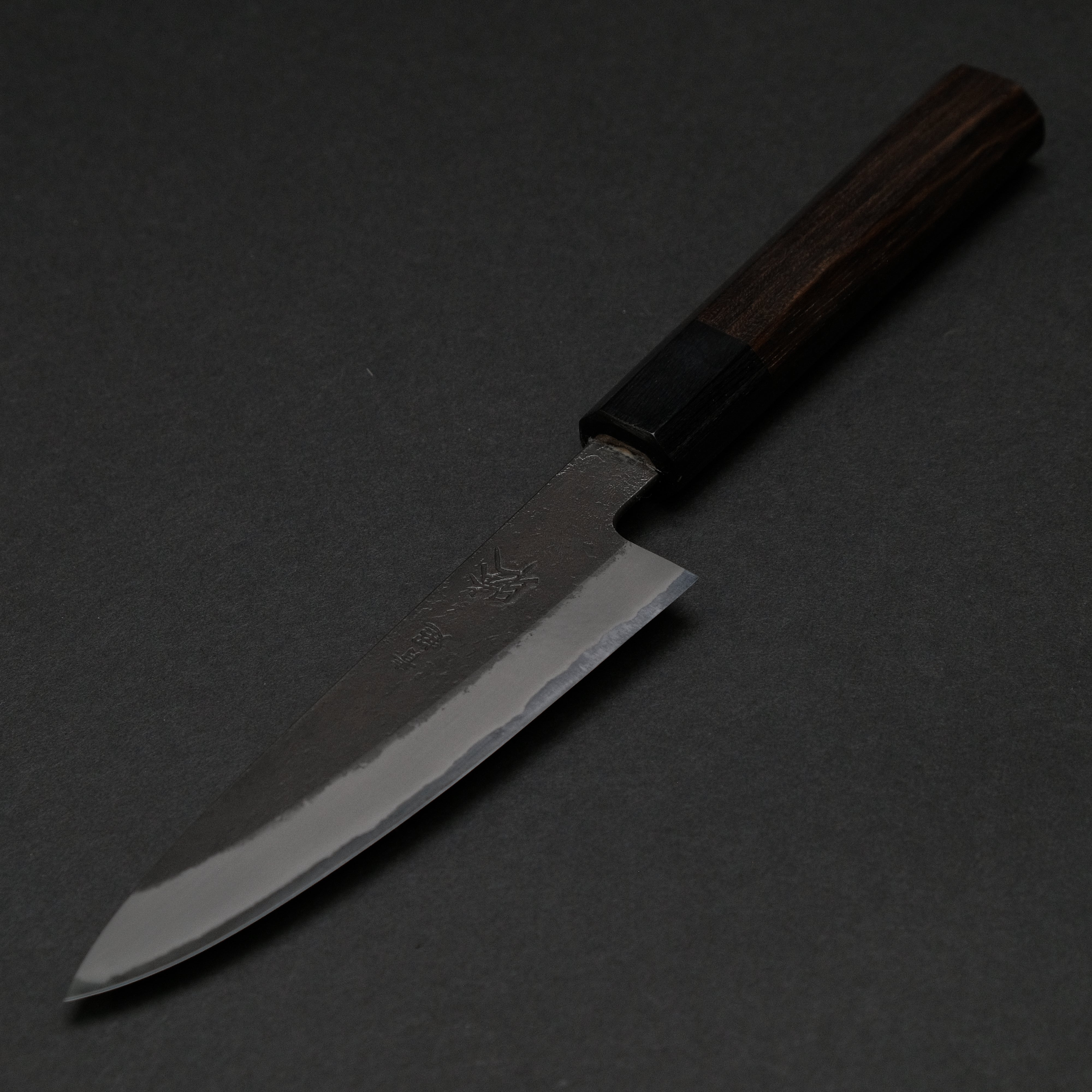 Premium Mutsumi Blue Super Kurouchi Nashiji Petty Knife 135mm with Ebony Handle - Perfect for Precision Slicing, Boning & Fruit Cutting in Professional Kitchens & Home Cooking
