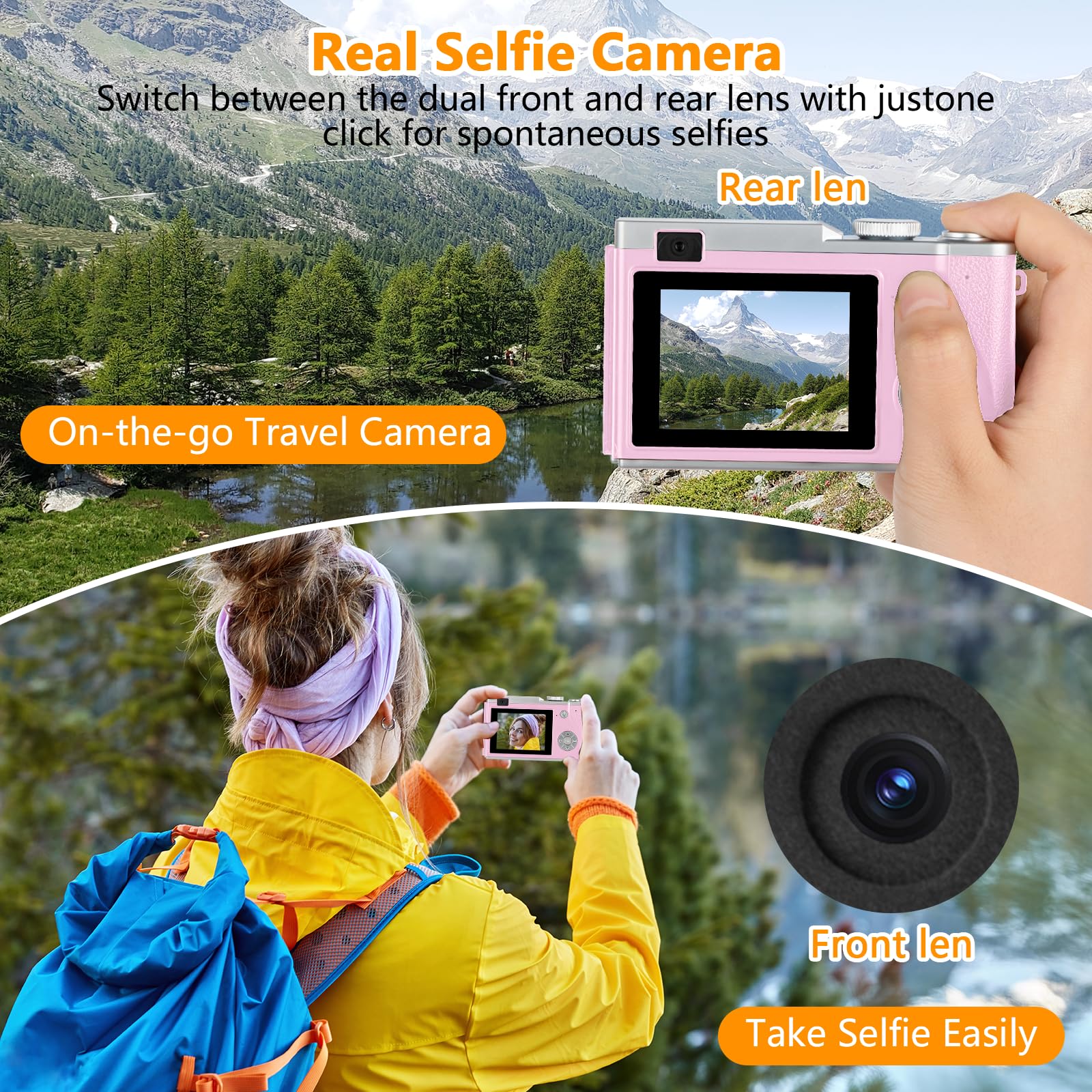 4K Autofocus Digital Camera with Dual Lens - 1080P HD Video Camcorder for Kids, Teens, Students & Beginners | Includes 2.7