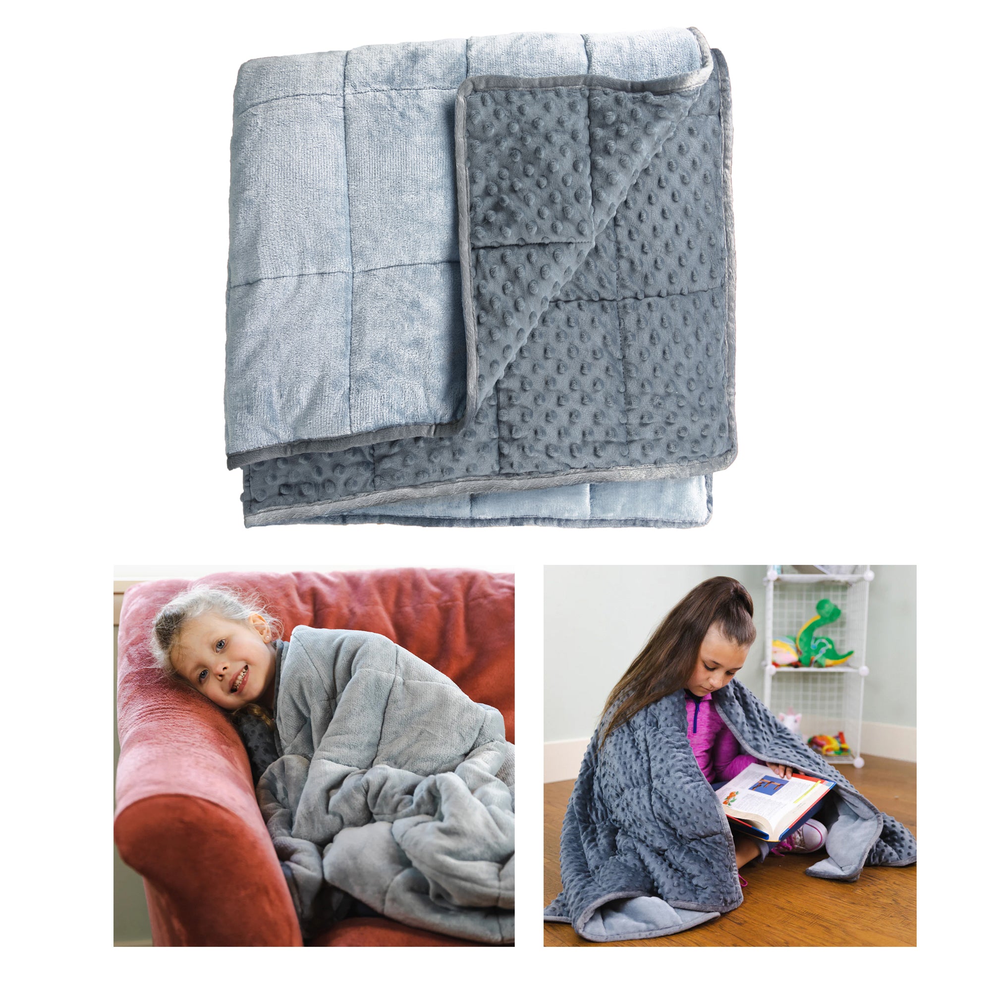 Bouncyband Dual Texture Weighted Shoulder Wrap for Kids - Gray | Sensory Compression Wrap for Anxiety & Focus | Perfect for School, Therapy & Home Use