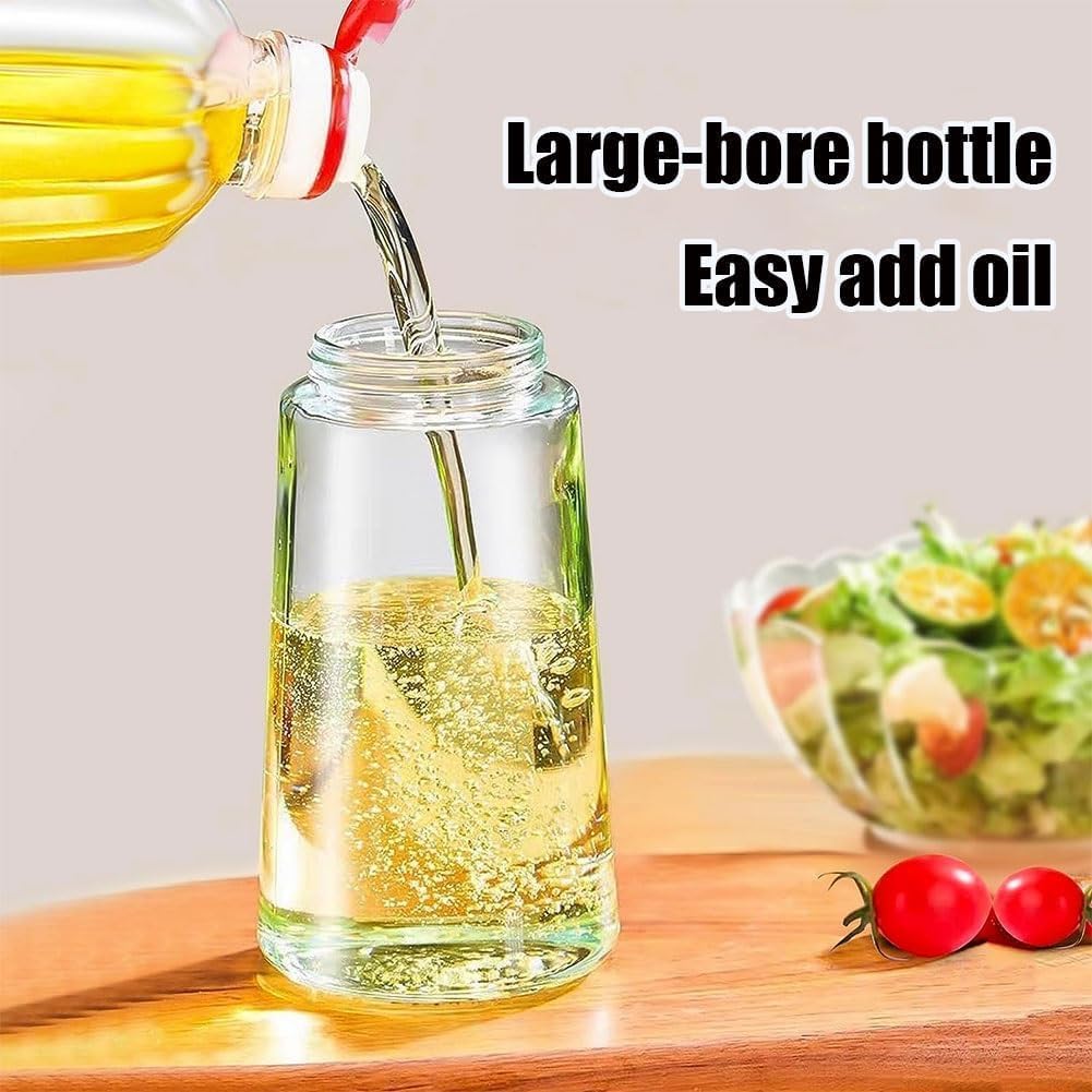 2 in 1 Glass Oil Dispenser & Sprayer Bottle - 470ML Kitchen Olive Oil Sprayer for Cooking, Baking & Salad Dressing - Black (Perfect for Healthy Cooking & Meal Prep)