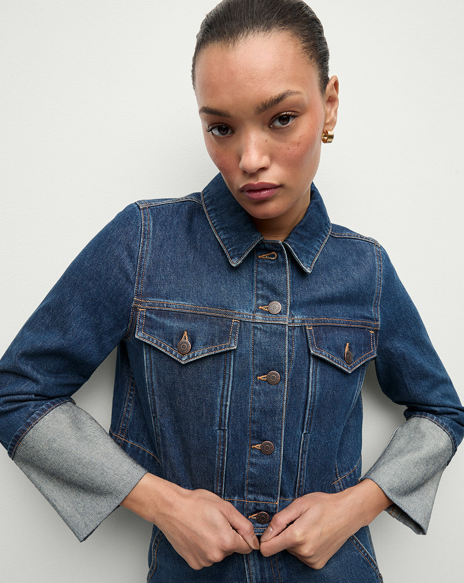 Phila Denim Jacket for Women - Vintage Distressed Denim Jacket with Button Front & Chest Pockets | Casual Outerwear for Fall, Spring & Everyday Wear