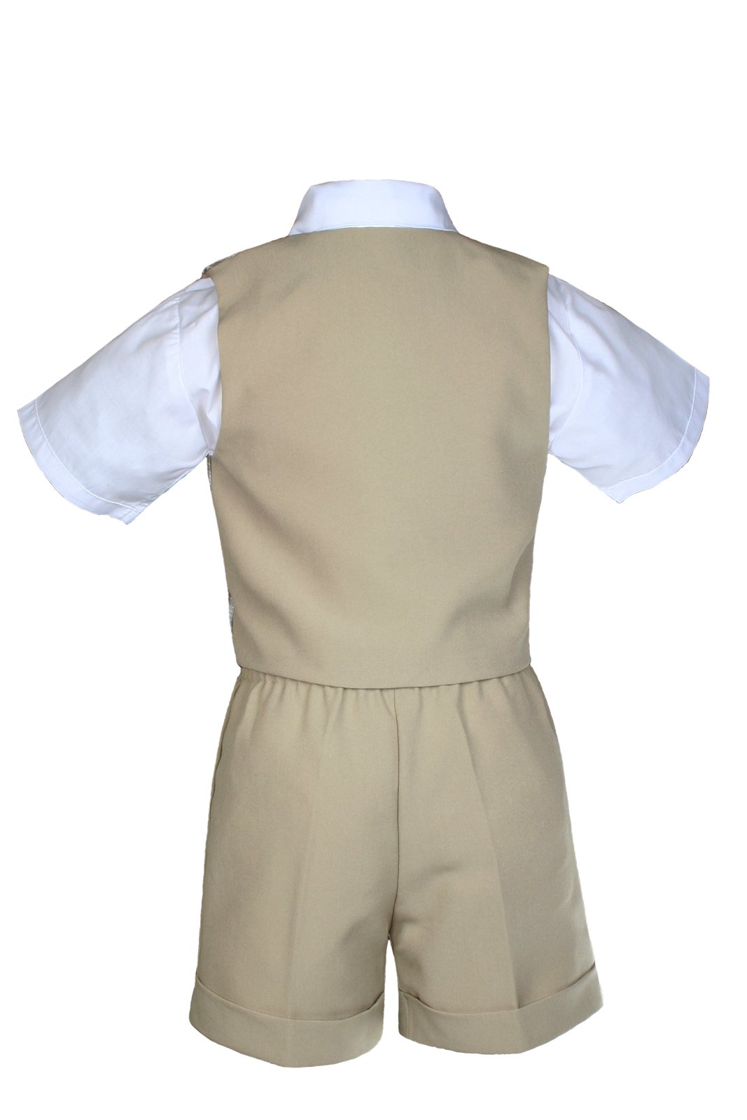 7-Piece Baby Boy Khaki Formal Shorts Check Suit Set with Extra Vest & Necktie - Sizes S-4T (2T, Coral Red) - Perfect for Weddings, Parties & Special Occasions