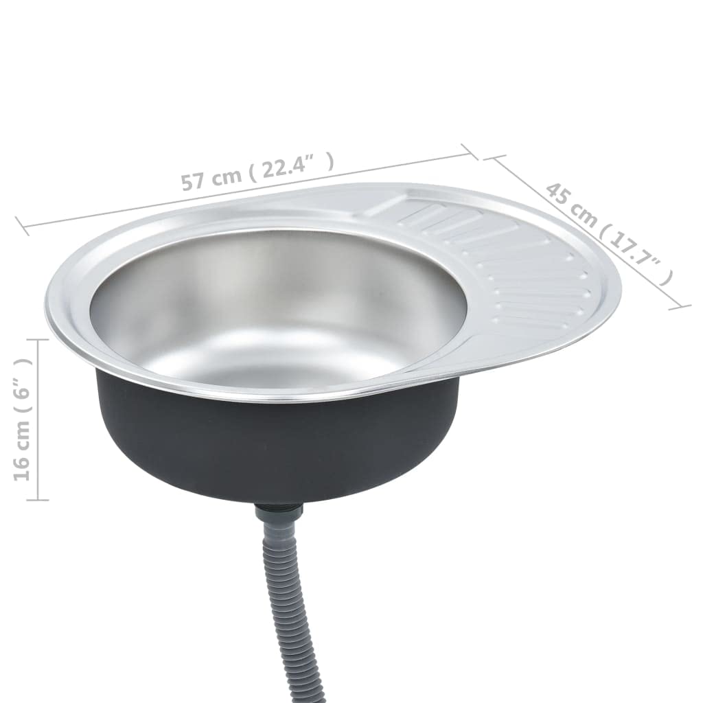 Premium Stainless Steel Oval Kitchen Sink with Built-in Strainer & Drain Trap - Perfect for Modern Homes, Restaurant Prep, and RV Camping Kitchens