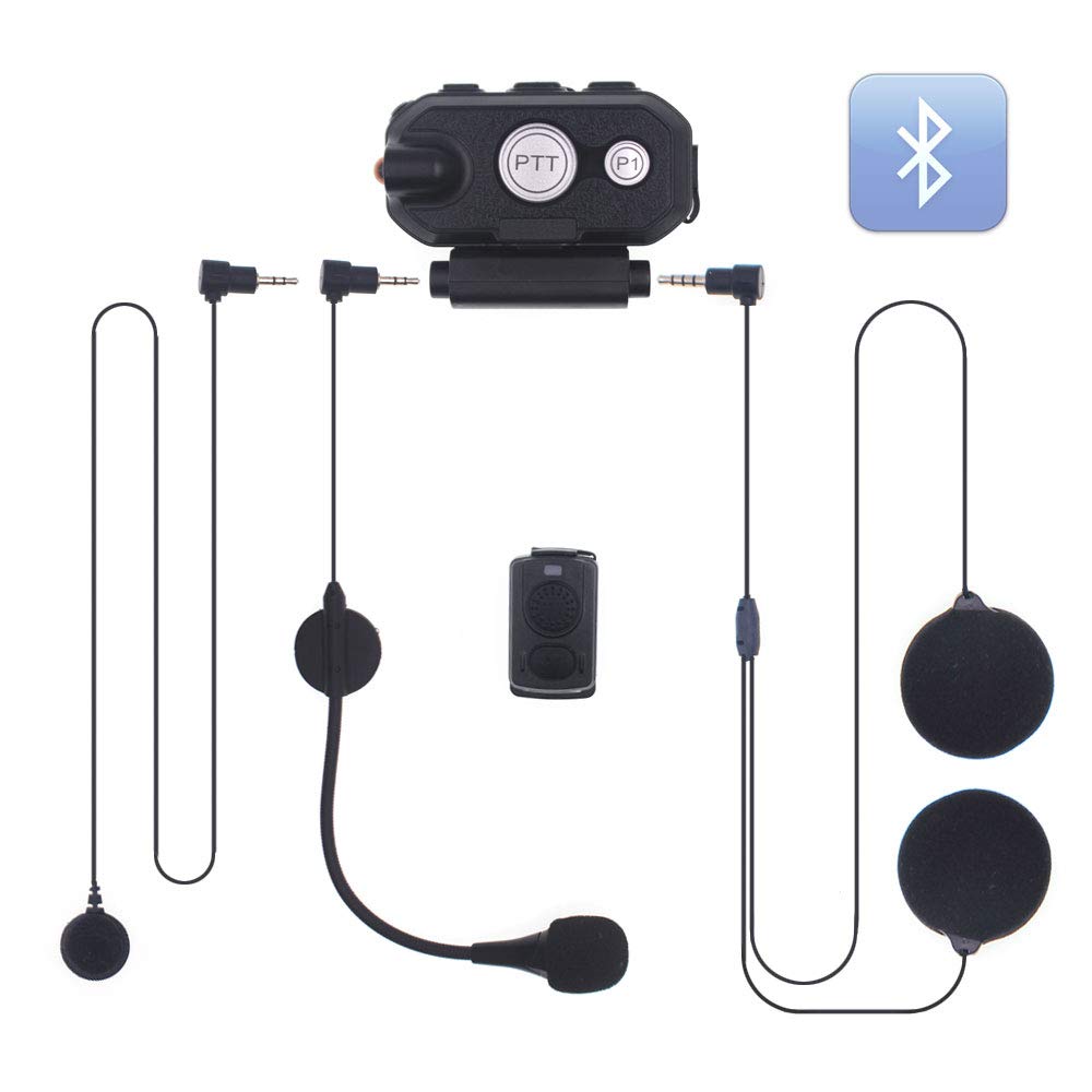 ANYSECU HB880 Hands-Free Bluetooth PTT Headset - Motorcycle Helmet Communication System for UV-5R, TH-UV8000D, UV-82, UV-5RE Two Way Radios - Perfect for Riding, Construction & Outdoor Adventures