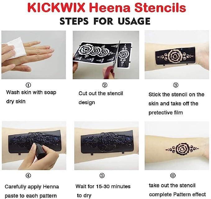 Beautiful Stem Art Hand Designs Temporary Tattoo - Henna Inspired Stickers & Stencils for Women & Girls - Perfect for Festivals, Weddings & Boho Parties