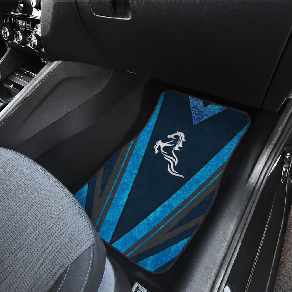 Premium Mustang Blue Horse Metallic Style Car Floor Mats - Durable, Non-Slip Automotive Accessories for Ford Mustang | Perfect for Daily Driving, Road Trips & Car Shows