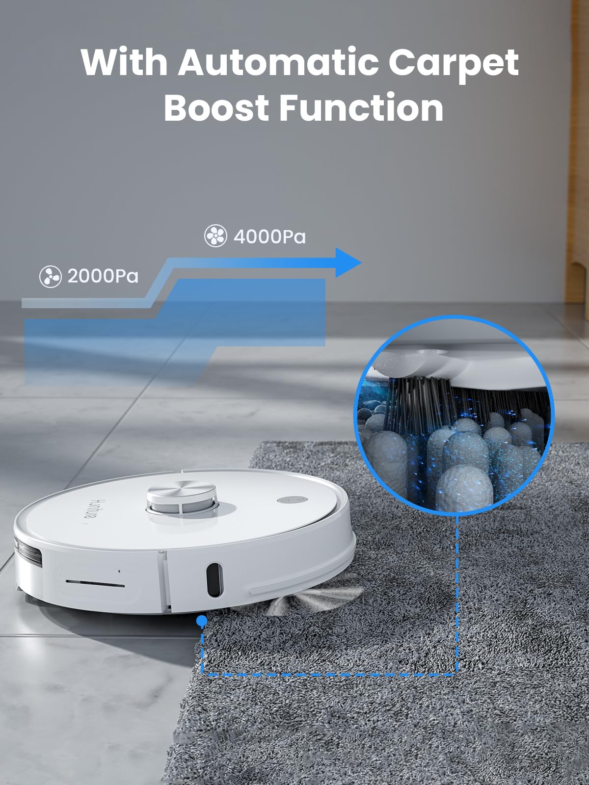 HONITURE Q6 Pro Robot Vacuum and Mop Combo with Self-Emptying Base, 4000Pa Suction, Laser Navigation & Smart Mapping, 250 Min Runtime, App Control - Perfect for Pet Hair, Hardwood Floors & Large Homes