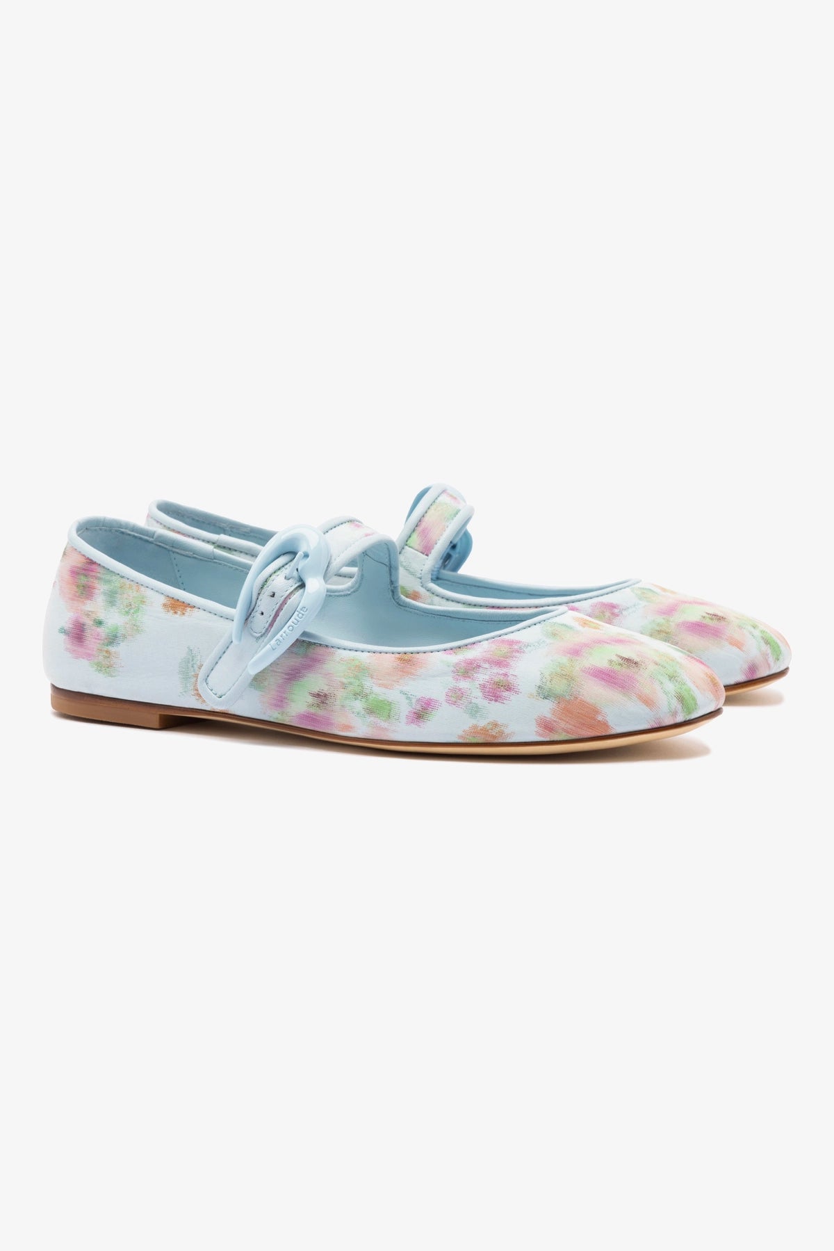 Larroudé x Markarian Verona Ballet Flats - Apple Blue Floral Ikat Design | Women's Comfortable Slip-On Shoes for Work, Date Night & Casual Outings