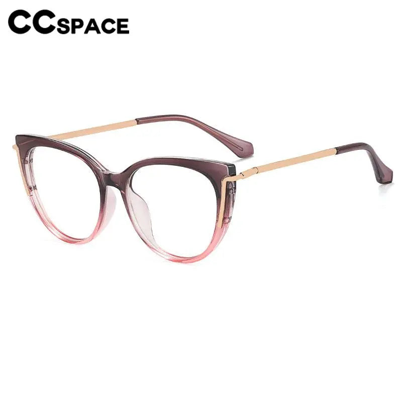 CCspace Women's Full Rim Cat Eye Titanium Eyeglasses Frame 56963 - Lightweight & Durable Glasses for Work, Reading & Fashion