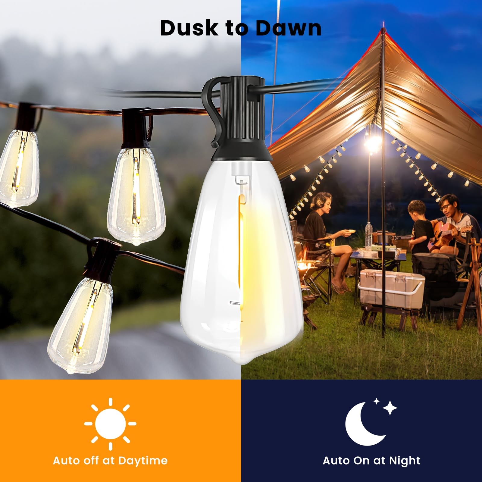 100FT Solar String Lights Outdoor Waterproof - Remote Control & 32 Dimmable ST38 Edison Bulbs - Shatterproof Solar Powered Fairy Lights for Garden, Backyard, Patio - Perfect for Weddings, Parties & Outdoor Decor
