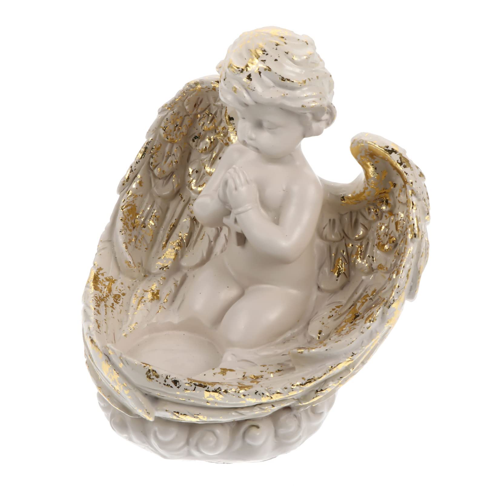 Veemoon Angel Wings Tealight Candle Holder - Decorative Prayer Figurine for Home, Wedding, Church & Baptism Decor - Memorial Keepsake Gift for Spiritual Spaces