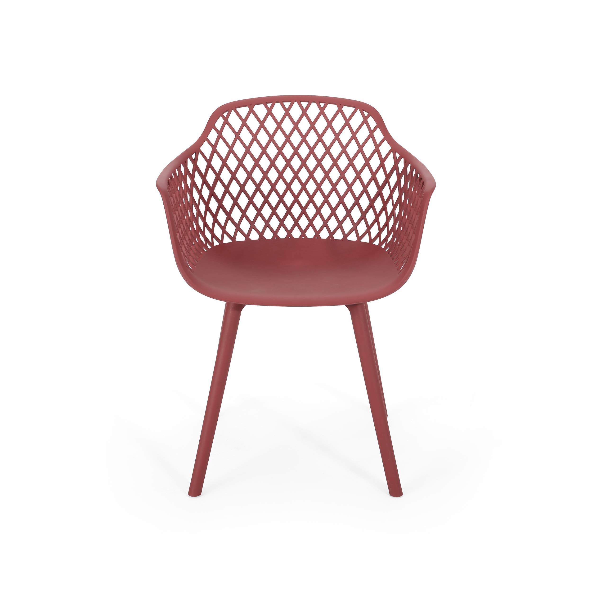 Christopher Knight Home Delia Outdoor Dining Chair Set of 2 - Weather-Resistant Red Patio Chairs for Backyard, Garden & Poolside Dining