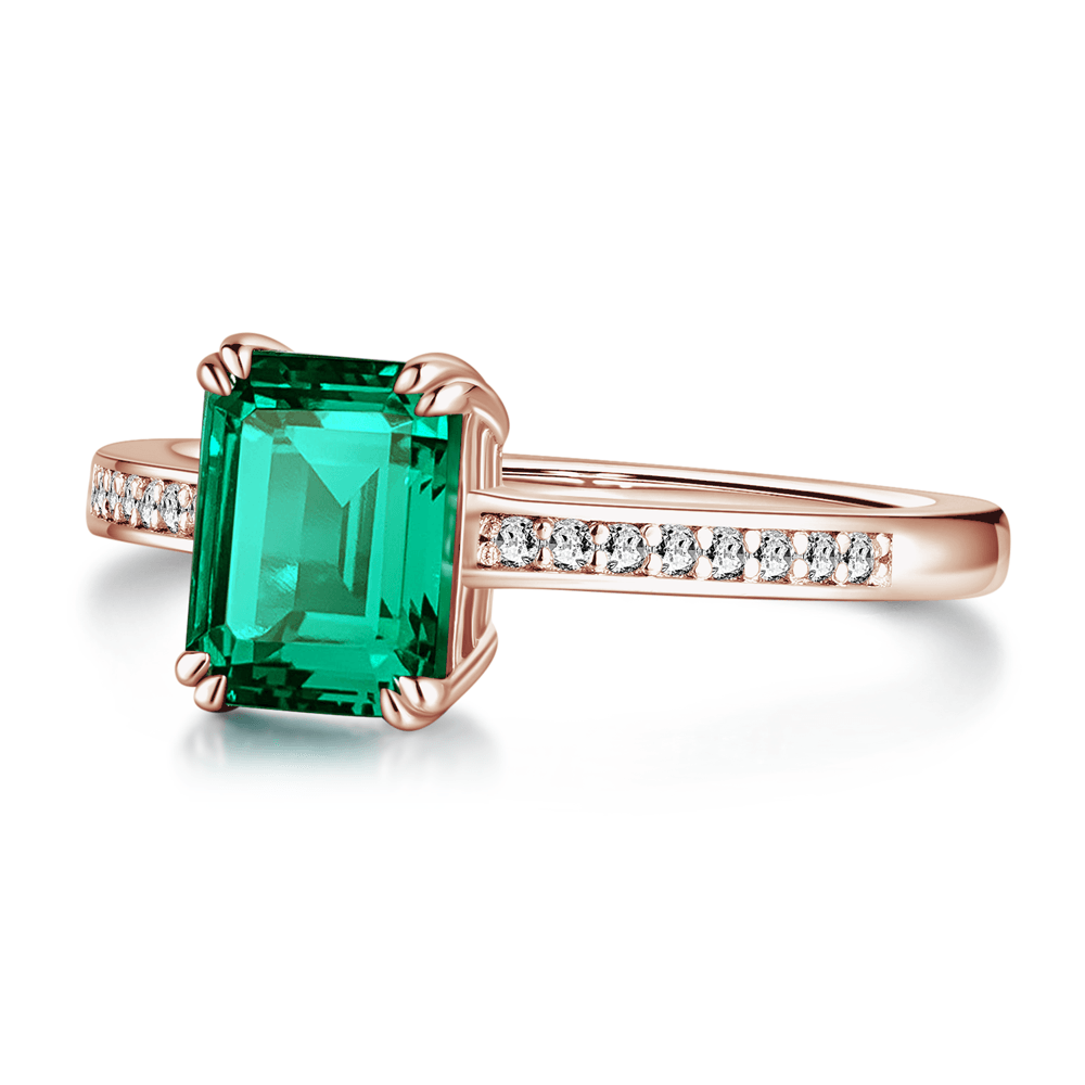 Exquisite Petite Micropavé Emerald Cut Emerald Ring for Women - Elegant Wedding, Engagement & Anniversary Jewelry Gift