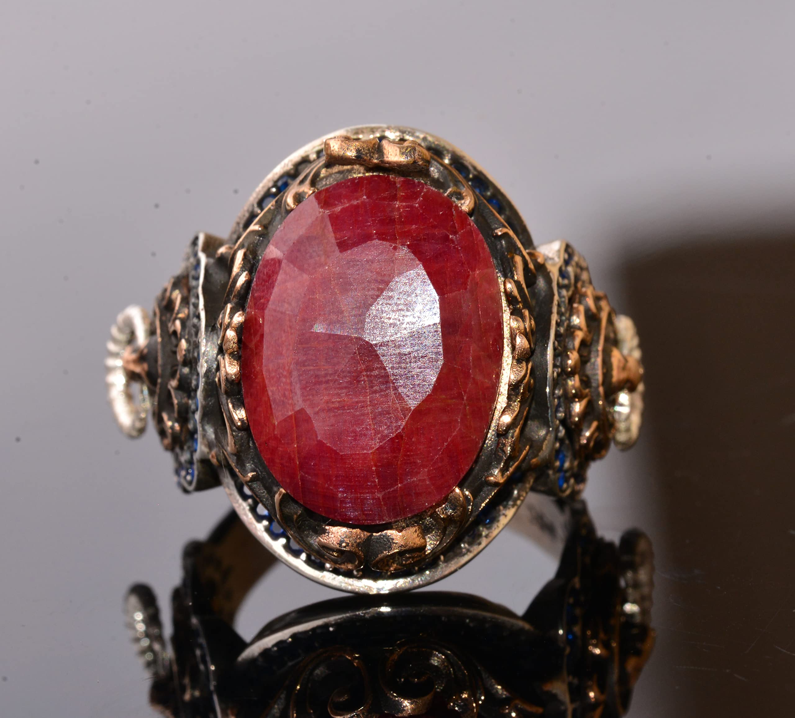 925 Sterling Silver Lion Ring with Gemstone for Men - Gold Plated Birthstone Jewelry for Gifts