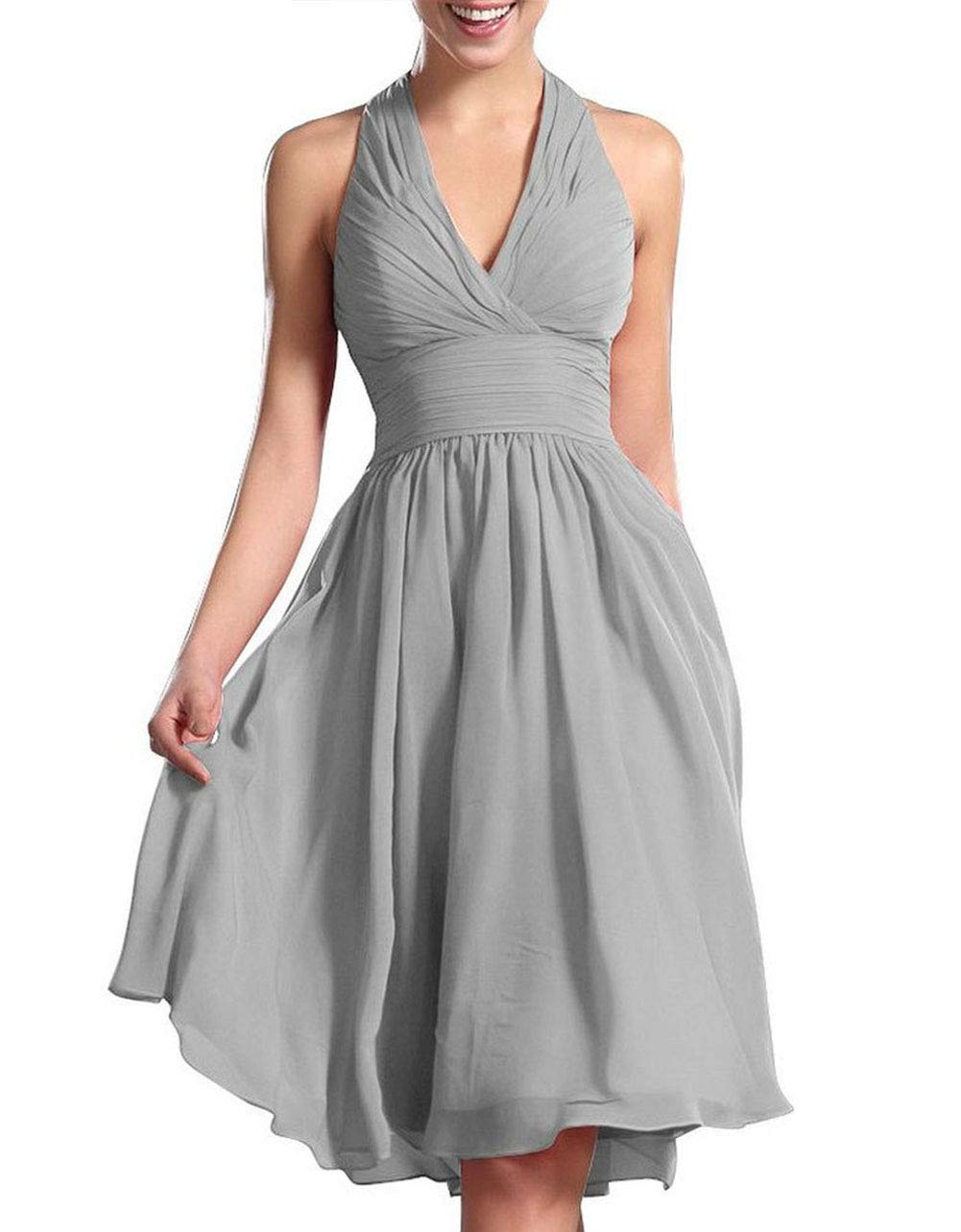 Elegant Chiffon Bridesmaid Dress - Halter Neck Short Prom Dress for Wedding Guest & Formal Events | Perfect for Bridal Parties, Cocktail Receptions & Special Occasions