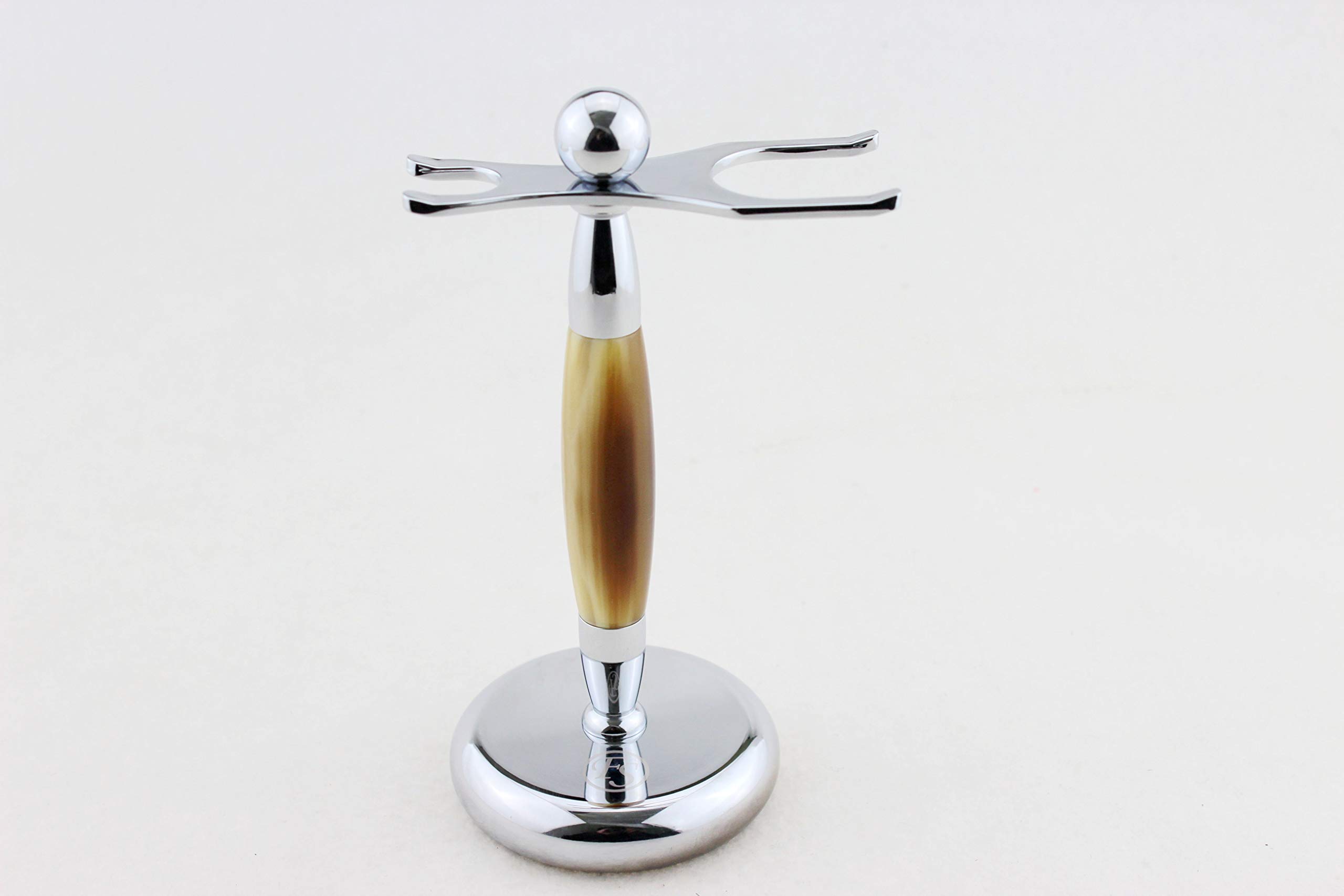 Premium Chrome Shaving Brush & Razor Stand for Wet Shaving - Durable & Stylish Bathroom Organizer for Men's Grooming Essentials