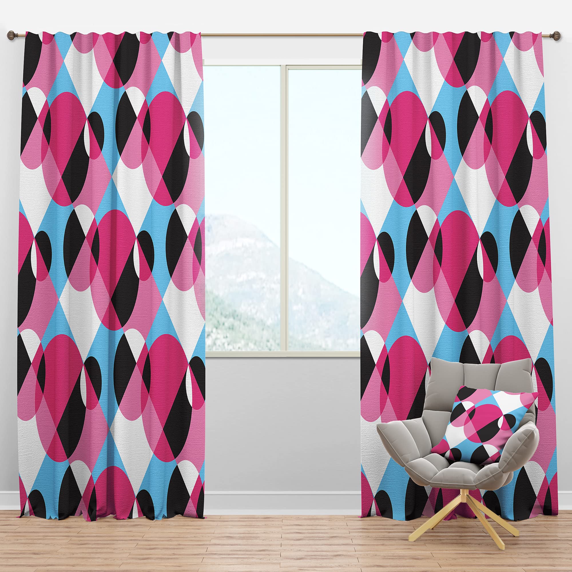 DesignQ Blackout Curtains - Abstract Geometric Retro Pattern Thermal Insulated Room Darkening Drapes for Bedroom & Living Room (52x120 Inches, Single Panel) - Perfect for Home Decor, Light Blocking & Energy Saving