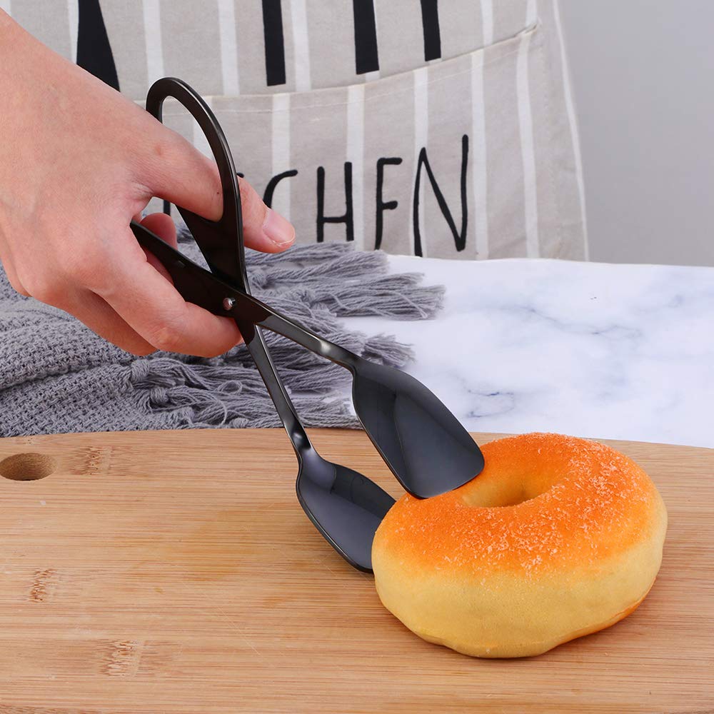 Premium Stainless Steel Bread Tongs - Kitchen Serving Tongs for BBQ, Pasta, Meat, Appetizers & Pastries - Perfect for Grilling, Baking, and Serving Steak at Parties & Outdoor Gatherings