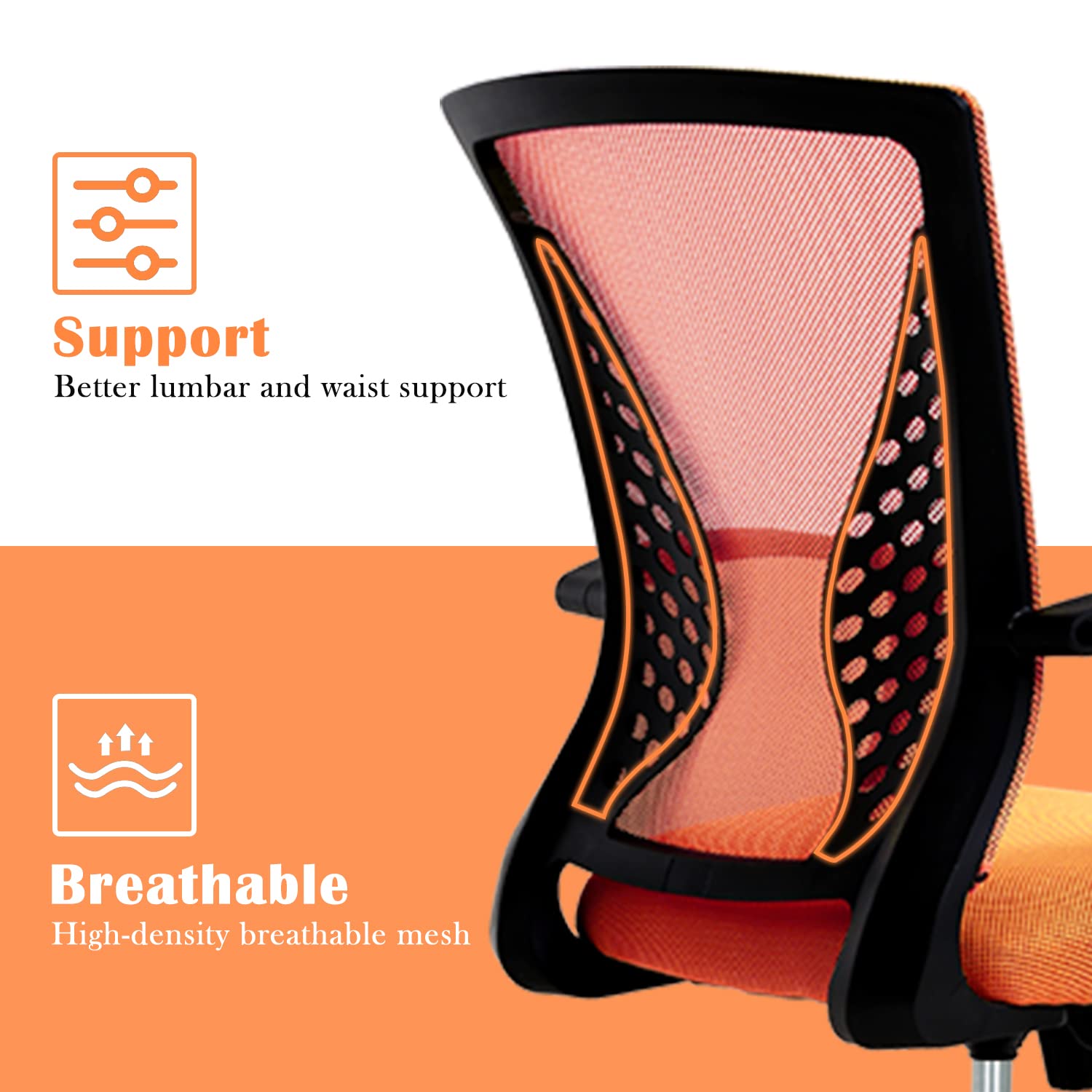 Ergonomic Office Chair for Women - Mid Back Swivel Computer Mesh Chair with Adjustable Armrest & Lumbar Support - Cute Soft Desk Chair for Home Office, Meeting Room & Workspace - Perfect for Long Hours of Comfortable Working & Video Conferencing