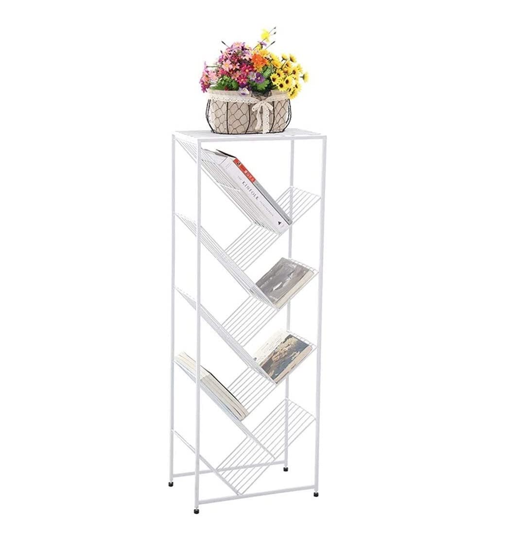 Iron Tree-Shaped Bookshelf - 5-Tier Modern Floor Bookcase for Home & Office Storage - Sturdy Metal Book Rack for Living Room, Bedroom, Study Room & Library Organization