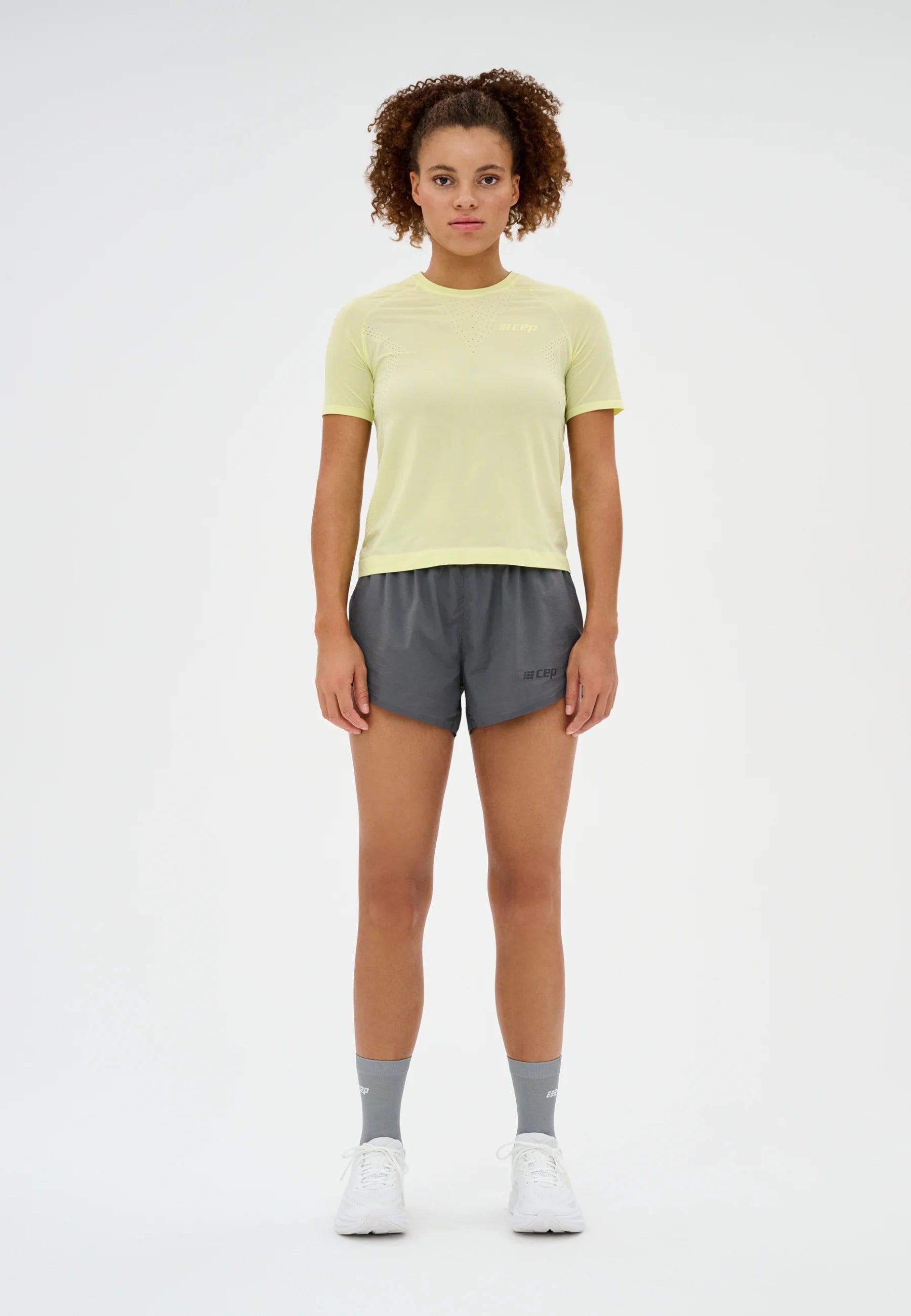 CEP Women's Ultralight Seamless Running Shirt - Short Sleeve Moisture-Wicking Top V2 in Lime Green | Perfect for Gym, Yoga & Outdoor Sports
