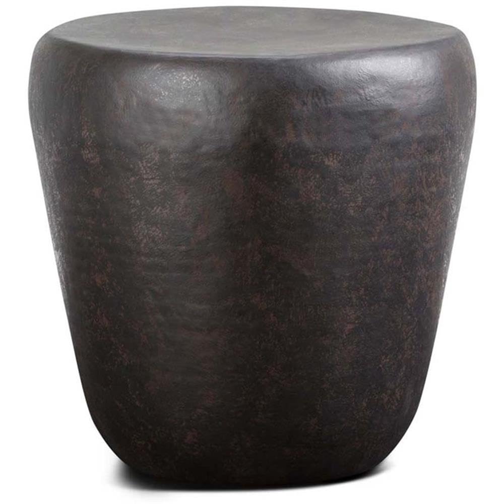 Small Boho End Table - Round Modern Accent Table for Living Room & Bedroom | Space-Saving Metal Nightstand | Rustic Circle Telephone Table for Sofa Side & Office | Dark Gray | Perfect for Small Spaces, Apartments & Cozy Corners