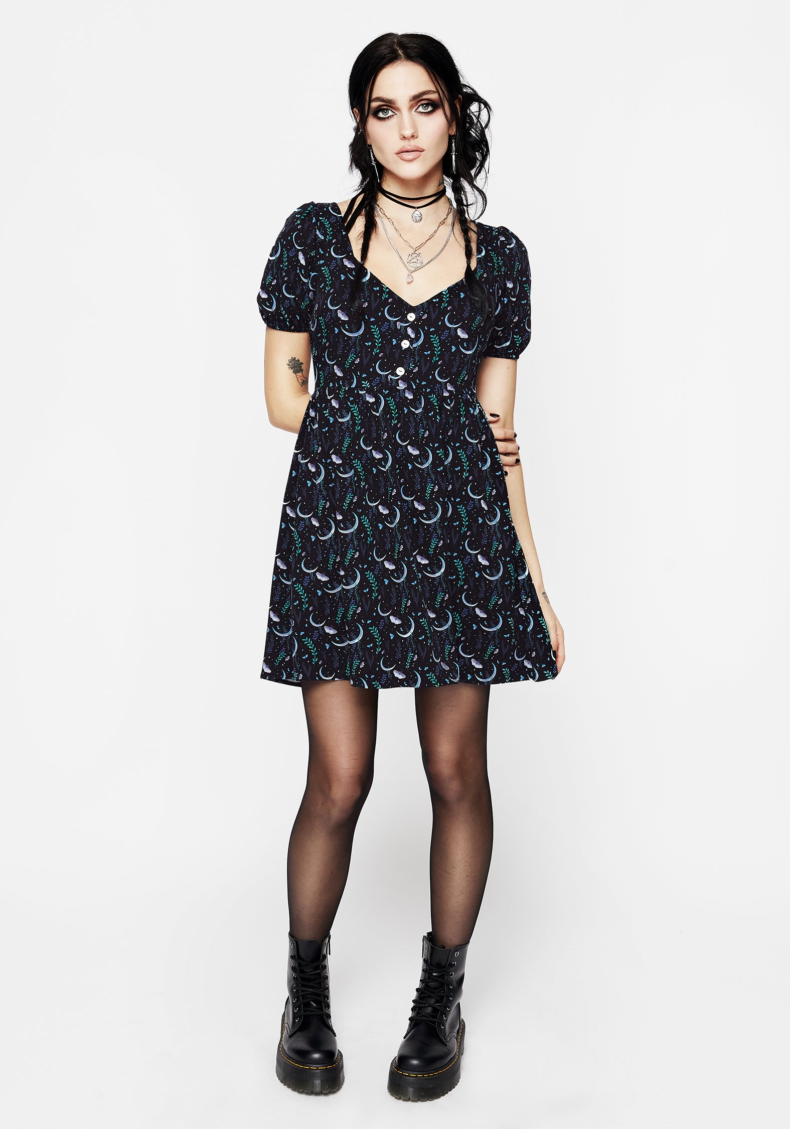 Elegant Diana Moon Moth Mini Dress for Women - Vintage Floral Print Party Cocktail Dress | Perfect for Weddings, Date Nights & Special Occasions