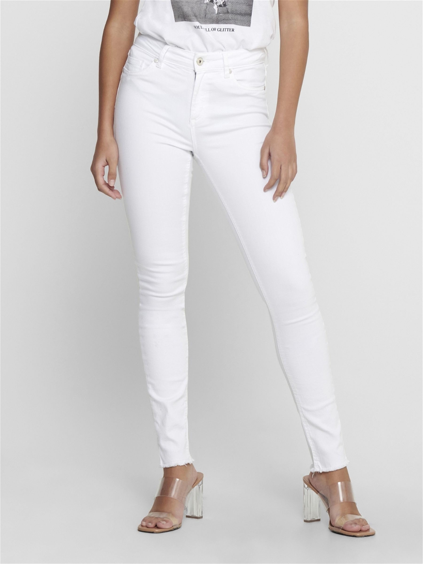 ONLY Women's High Waist Skinny Jeans - ONLBLUSH Medium Rise Stretch Denim Pants for Casual & Night Out | Slim Fit Comfortable Jeans for Everyday Wear