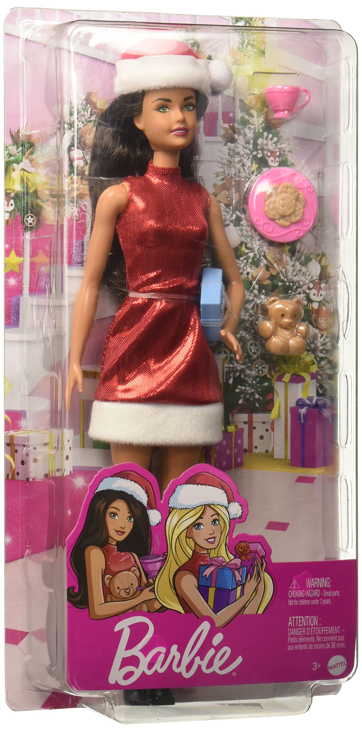 Barbie Santa Doll Brunette Brown Hair - Festive Holiday Gift for Kids & Collectors, Perfect for Christmas Decorations & Playtime
