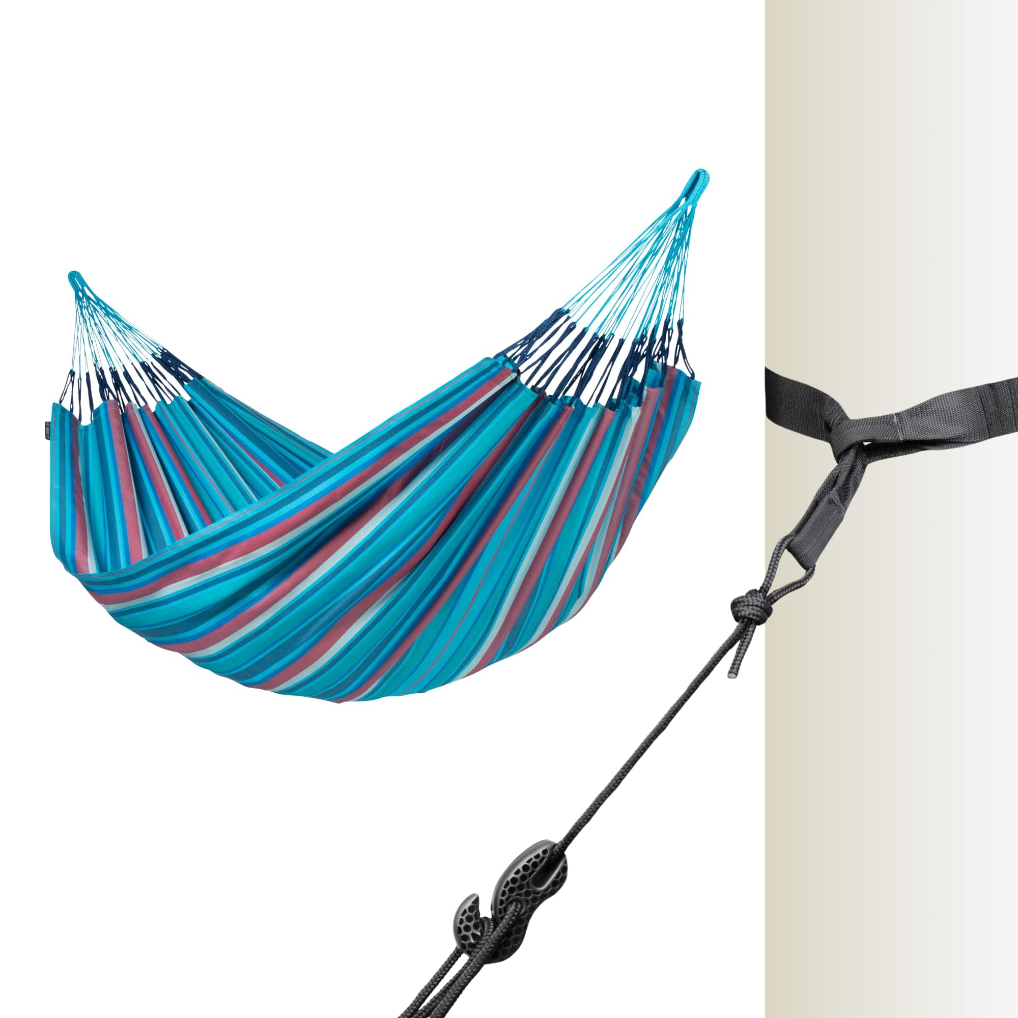 La Siesta® Large Double Brisa Classic Hammock with Tree Mount Suspension Kit - Weather Resistant Indoor/Outdoor Hammock Swing for Backyard, Patio & Camping