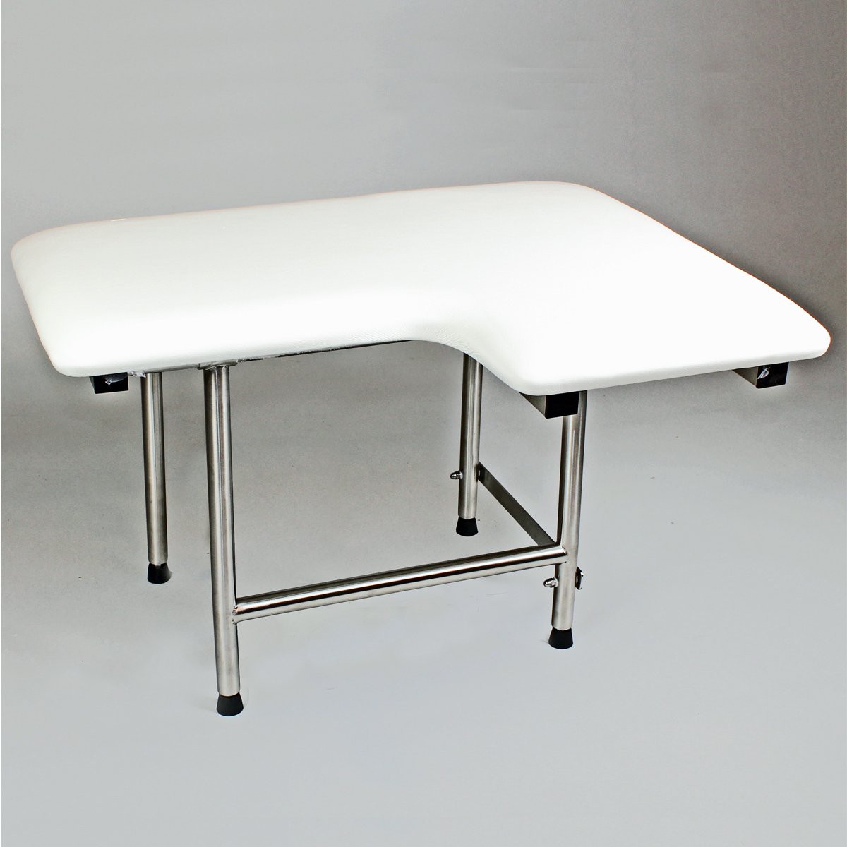 ADA Compliant Folding Wall-Mounted Shower Bath Seat - Left Hand Rectangular Design with Padded Seat (28