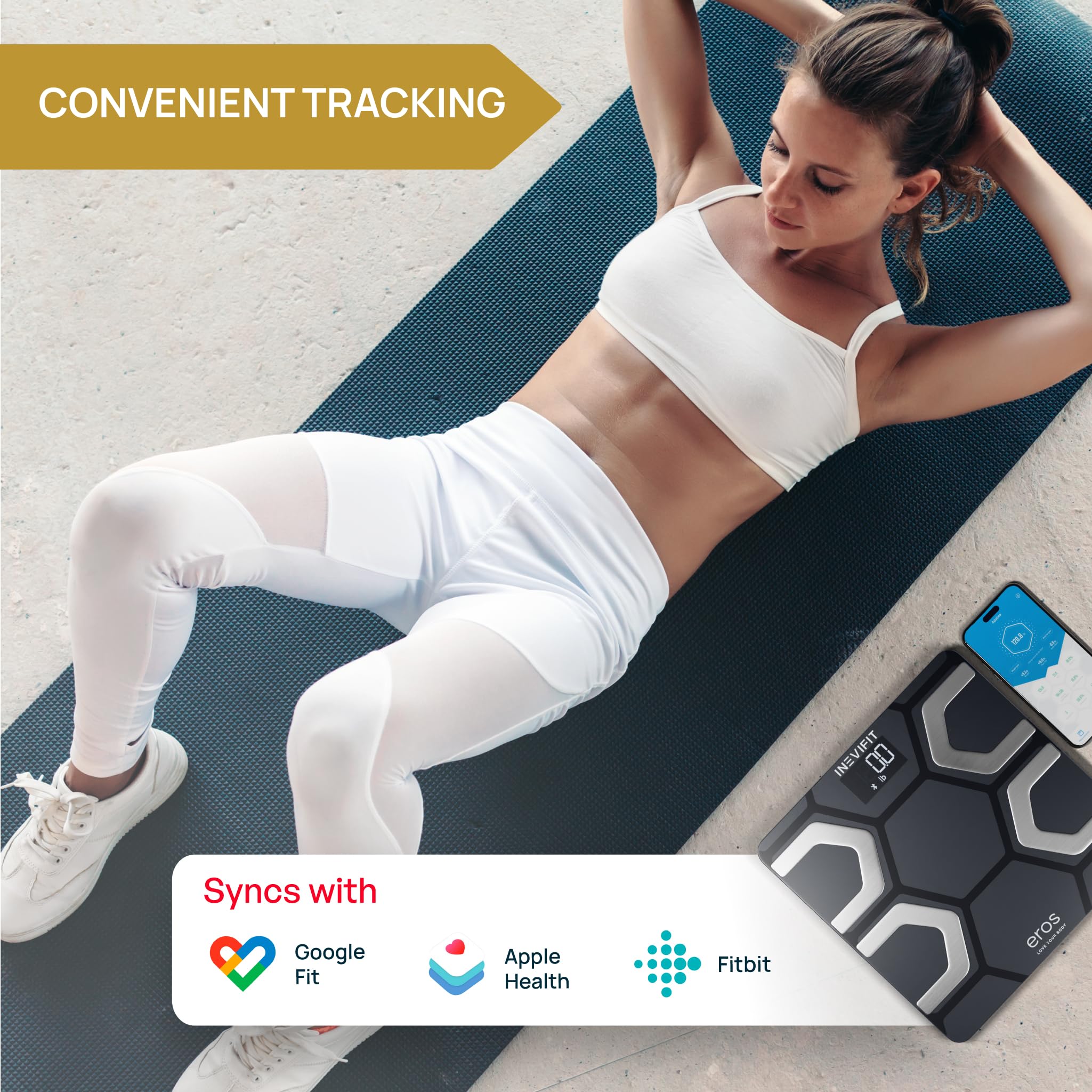 INEVIFIT EROS Bluetooth Smart Scale & Digital Kitchen Scale Bundle - Body Fat Monitor with Nutrition Tracking App | Perfect for Home Gym, Weight Loss & Meal Prep | Includes Batteries