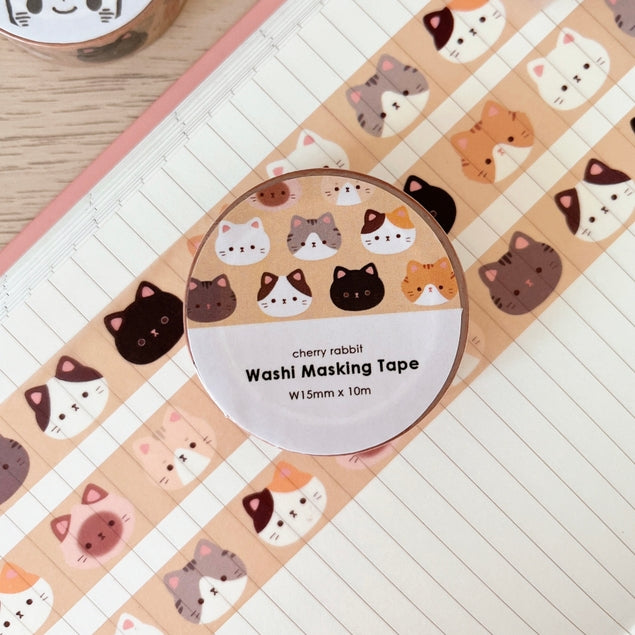 Decorative Cat Washi Tape Set - 10 Rolls Cute Japanese Paper Tape for Scrapbooking, Journaling, DIY Crafts - Perfect for Gift Wrapping, Bullet Journals, and Home Decor