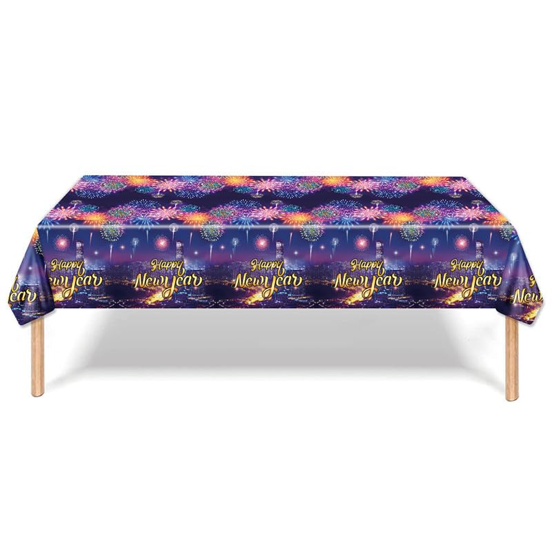 2025 New Year's Eve Plastic Tablecloth - Party Supplies & Table Decorations for NYE Celebrations, Happy New Year Decor - Perfect for Home, Office & Holiday Gatherings