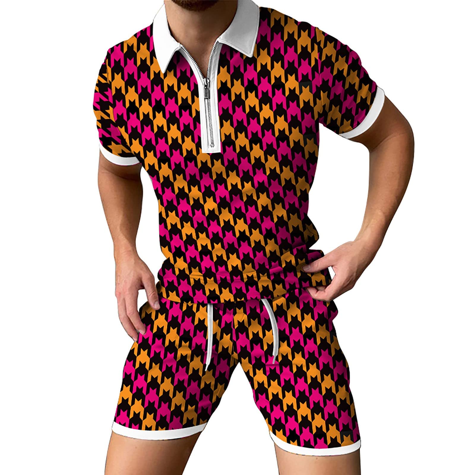 Men's 2-Piece Summer Workout Set - Short Sleeve Polo Tee & Athletic Shorts | Gym, Running, Tennis & Casual Wear