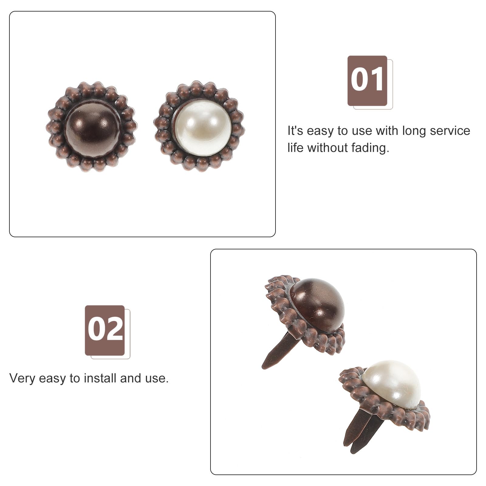 Vintage Pearl Metal Brads 20pcs - DIY Craft Fasteners for Scrapbooking & Card Making