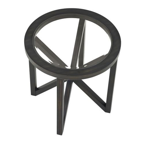 Modern Round Glass Coffee Table with Solid Wood Base - Tempered Transparent Glass Top for Living Room, Terrace, or Study - Black Finish | Perfect for Small Spaces, Minimalist Decor & Cozy Gatherings