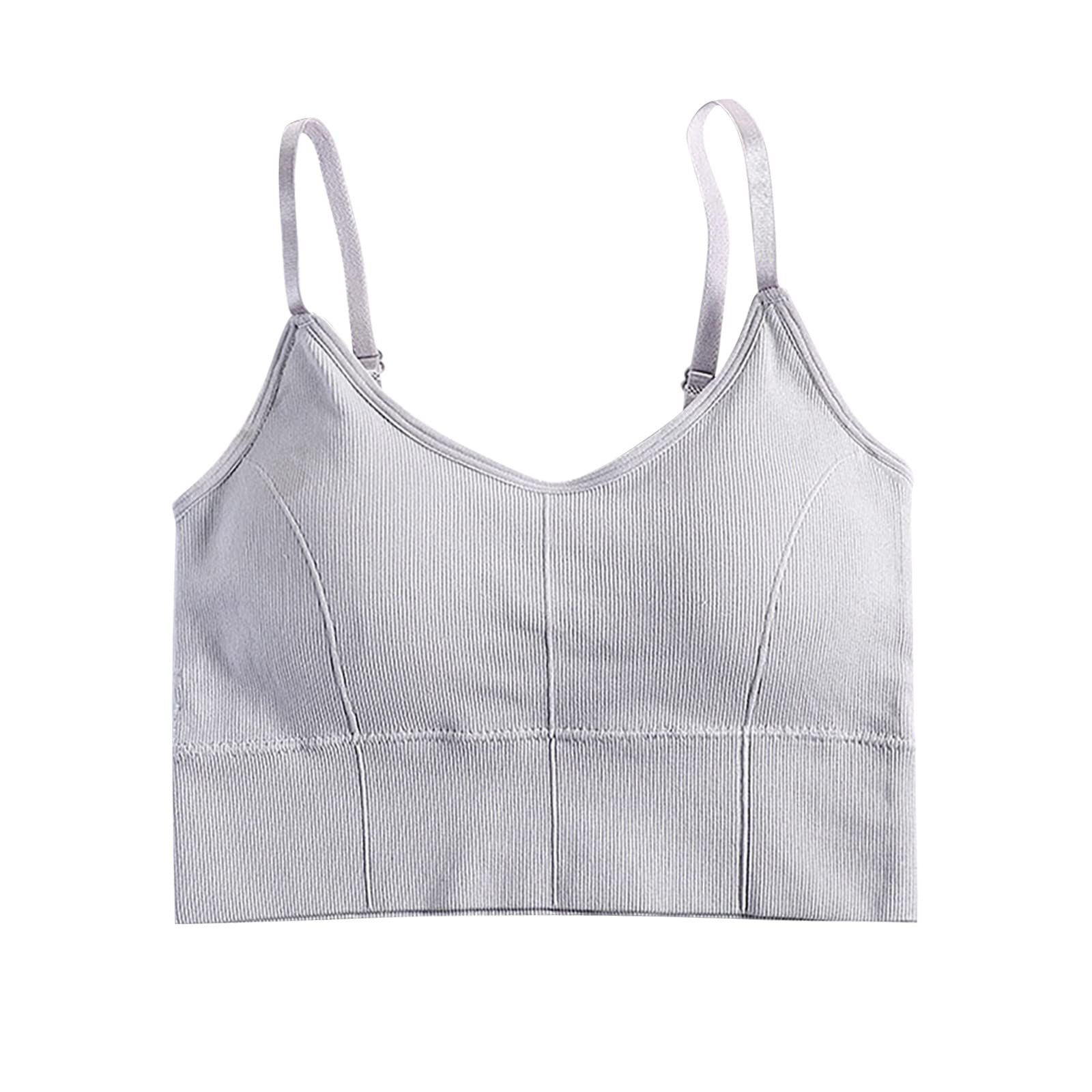 STARJJ Women's Basic Cotton Longline V-Neck Padded Sports Bra & Cami Crop Top - Comfortable Workout Bra for Yoga, Running, Gym & Casual Wear