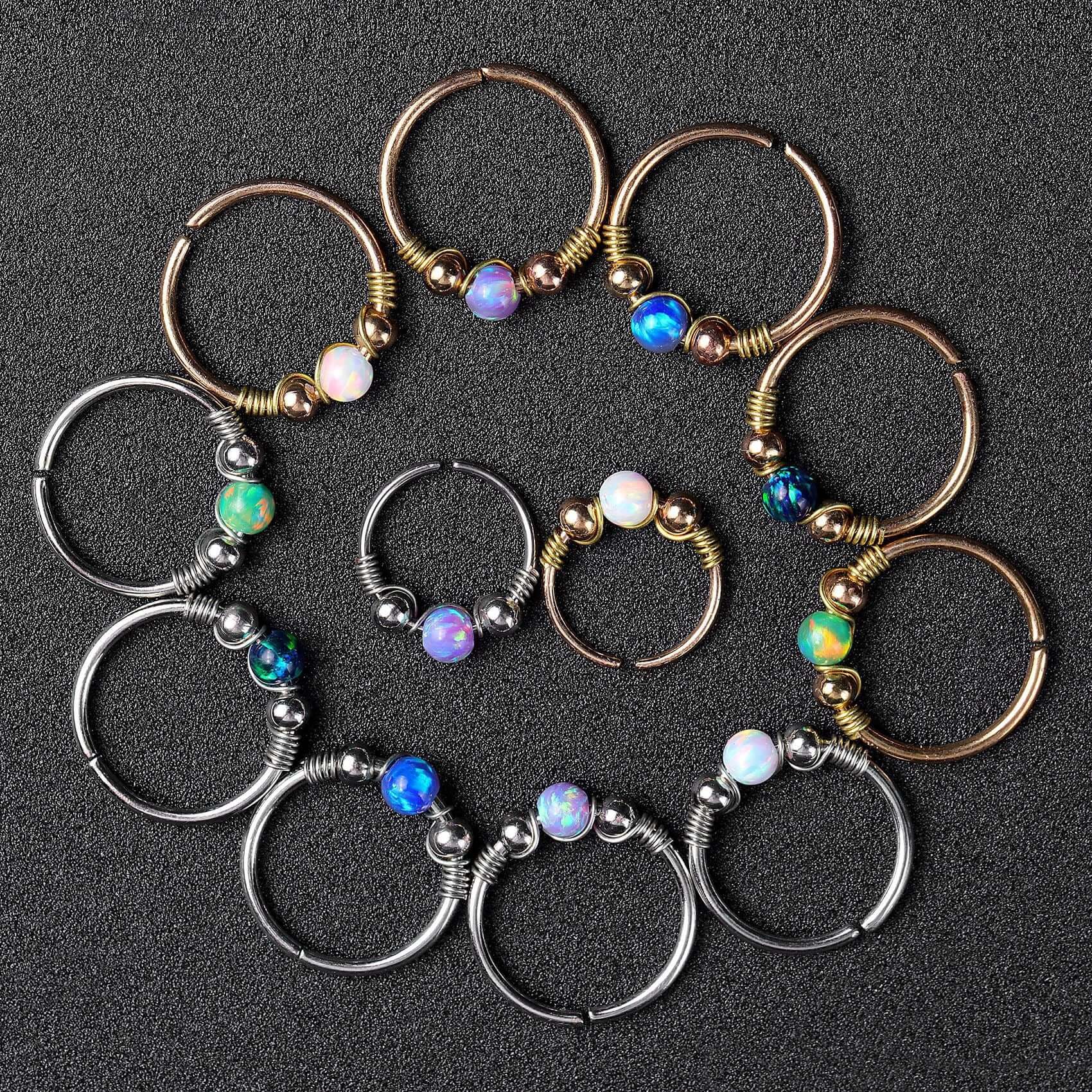 Opal Seamless Fixed Captive Ring - Elegant Body Jewelry for Belly Button, Nose & Ear Piercing | Hypoallergenic Stainless Steel | Perfect for Everyday Wear & Special Occasions