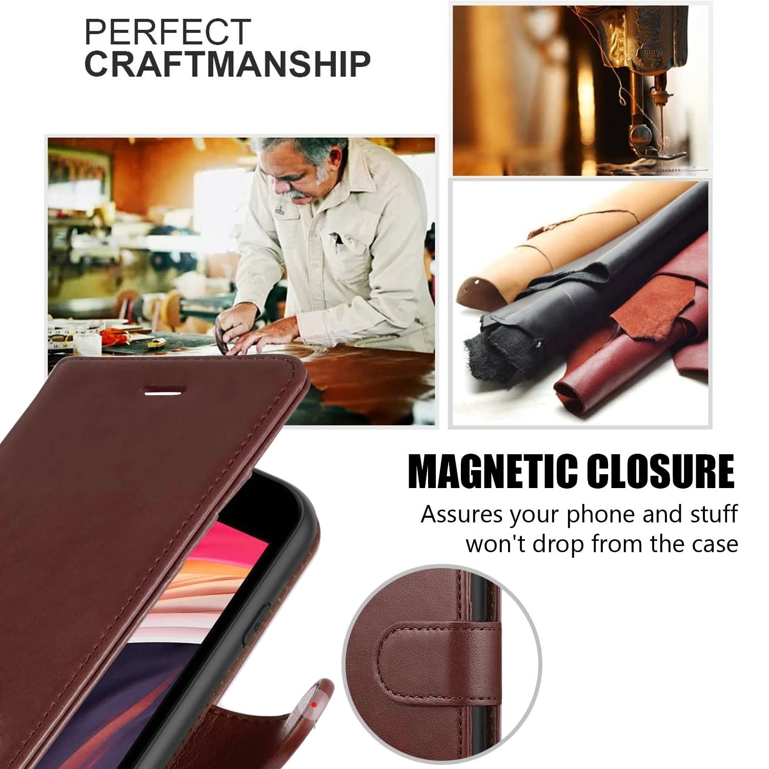 STARSHOP Premium Leather Wallet Phone Case for Coolpad SUVA - Shockproof Cover with Built-in Kickstand, Credit Card Slots & Free Tempered Glass Screen Protector (Brown) | Perfect for Business, Travel & Everyday Use