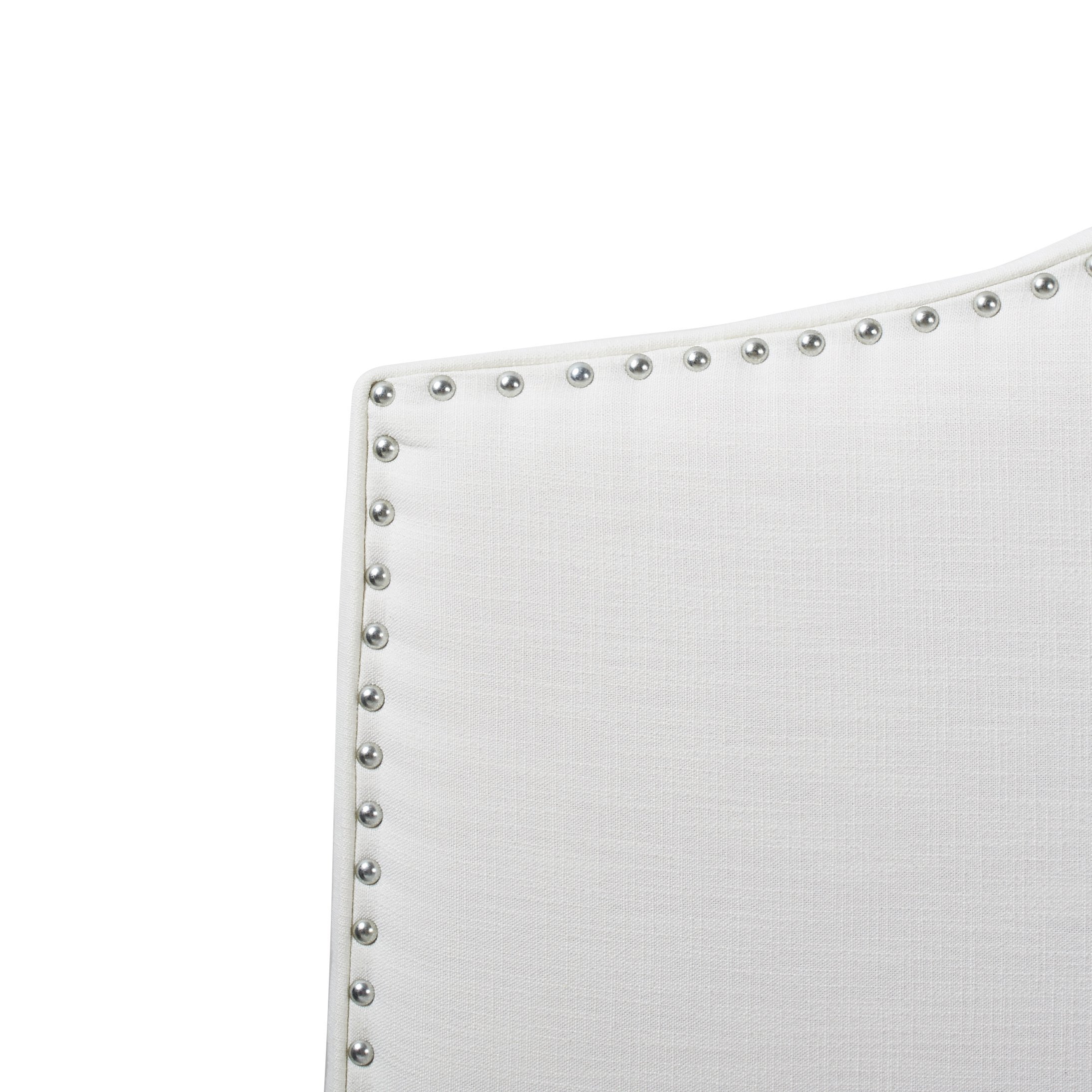 Jennifer Taylor Home Sandy Collection Queen Size Adjustable Upholstered Headboard - 100% Polyester, Camel Back Design with Hand-Applied Nail Head Trim, Star White - Perfect for Bedroom Decor & Guest Room Makeovers