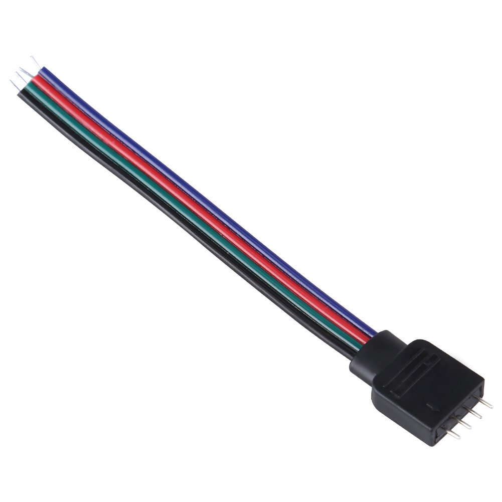 Yosoo 4 Pin RGB LED Connector Wires - Solderless Jumper Clamp for LED Strip Lights (10cm Length, Male) - Perfect for Home Theater Lighting, DIY LED Projects, and RGB Light Installations