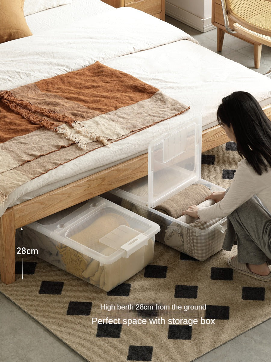 Solid Oak Wood LED Bed Frame with Built-in Lighting - Perfect for Modern Bedrooms, Guest Rooms, and Cozy Home Decor